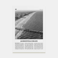 Jacksonville Beach Travel B&W Poster
