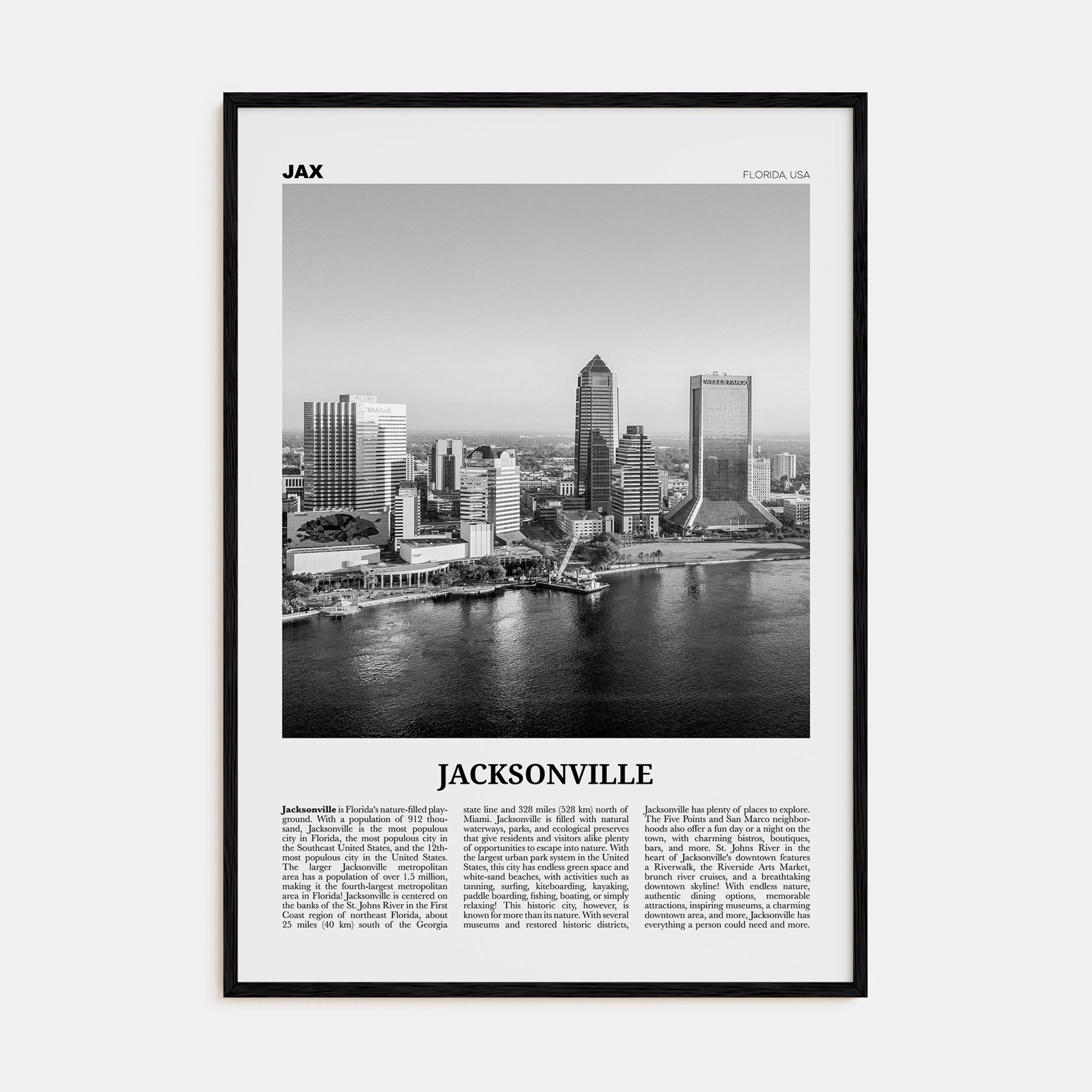 Jacksonville Travel B&W No 1 Poster