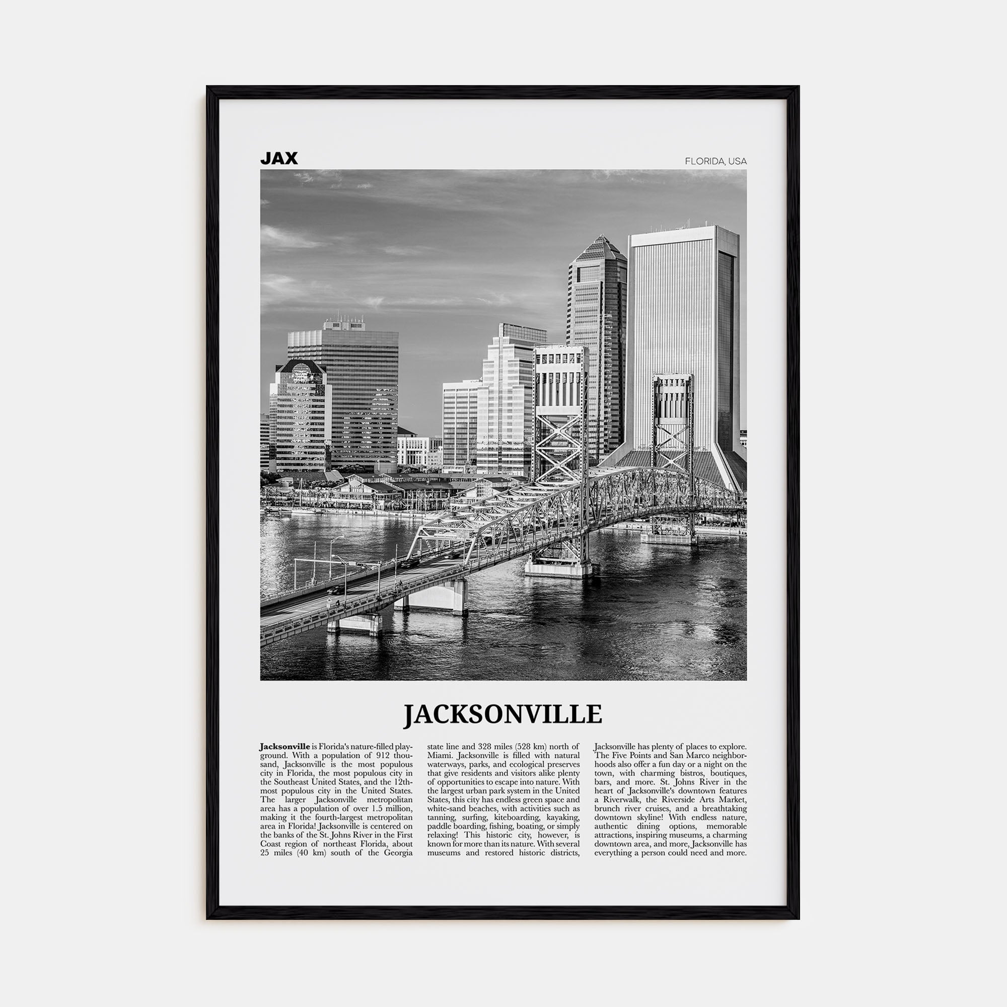 Jacksonville Travel B&W No 3 Poster