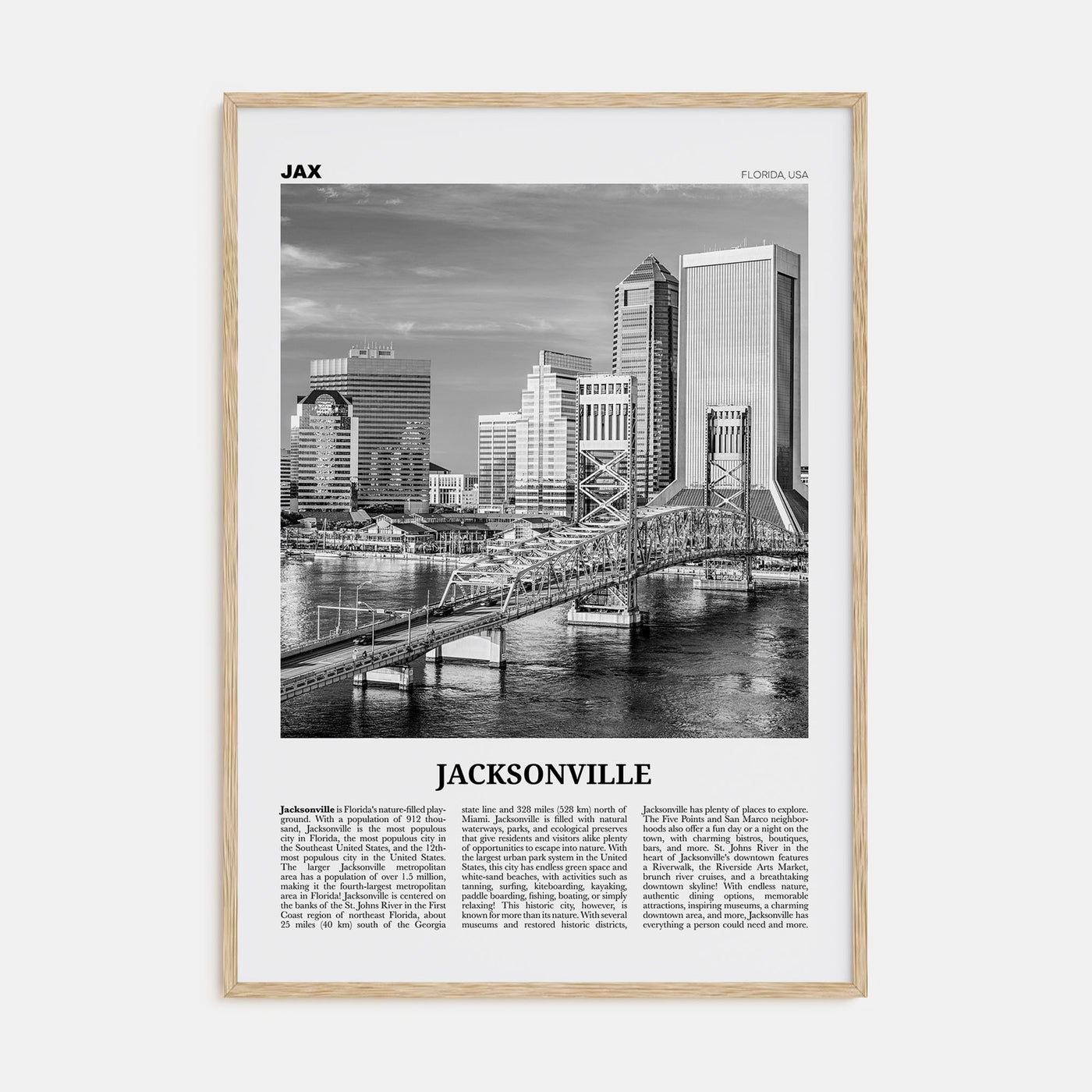 Jacksonville Travel B&W No 3 Poster