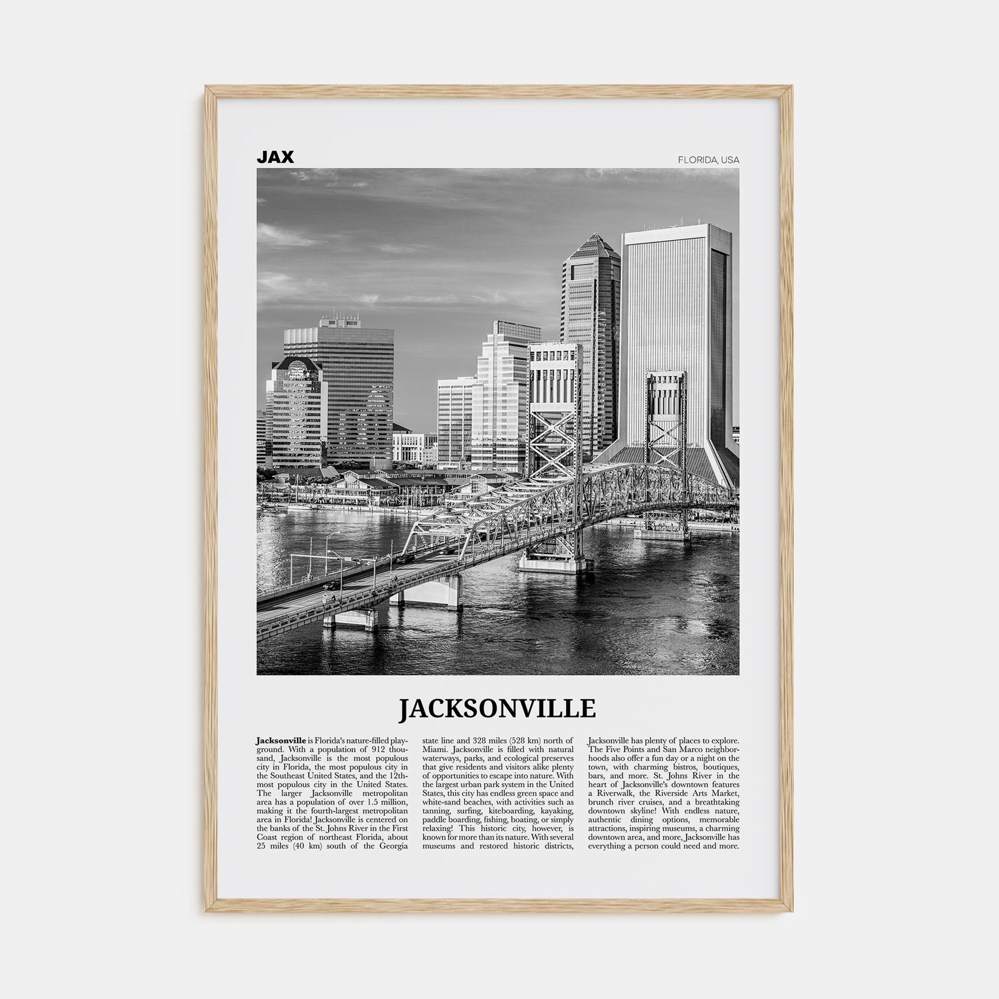 Jacksonville Travel B&W No 3 Poster