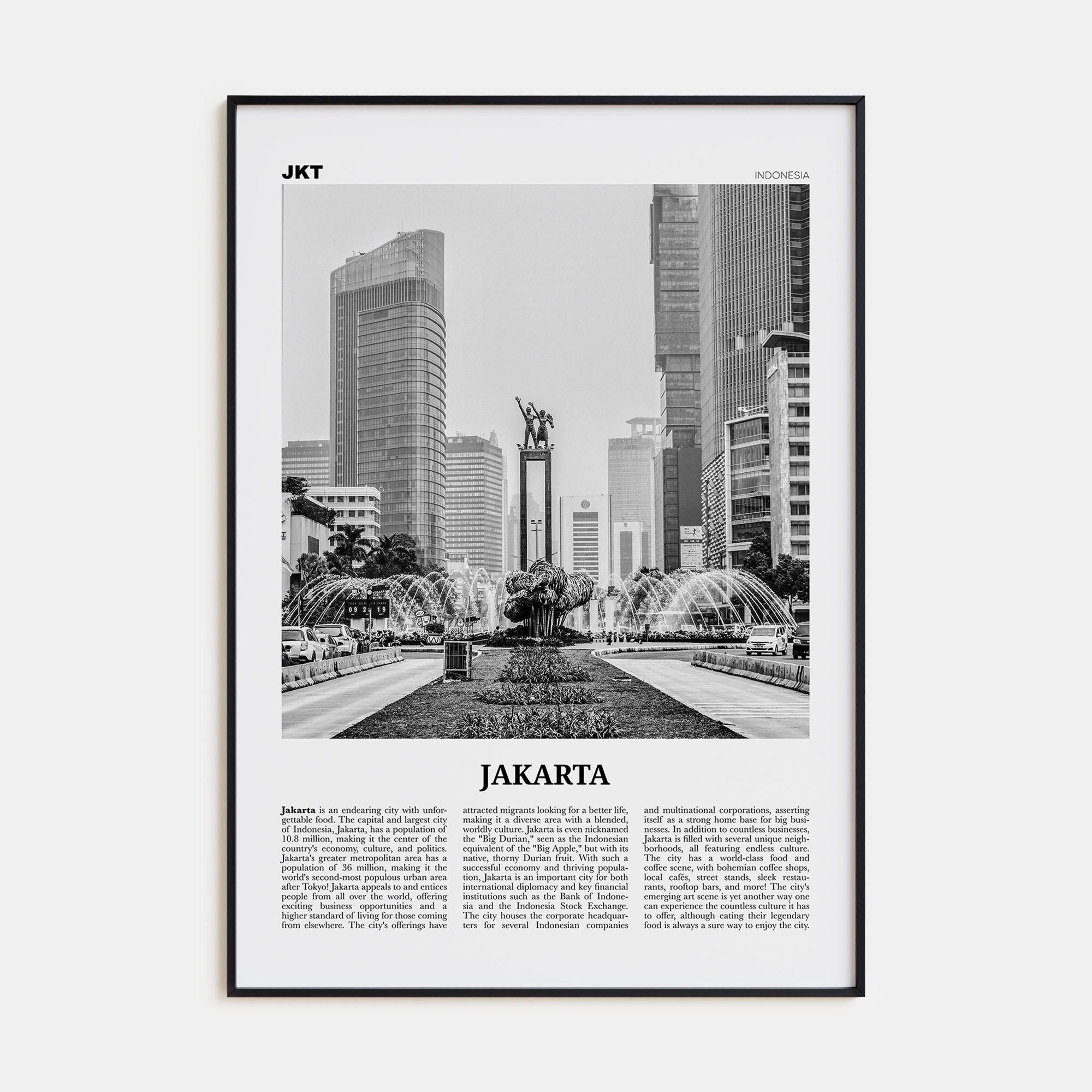 Jakarta Travel B&W No 1 Poster
