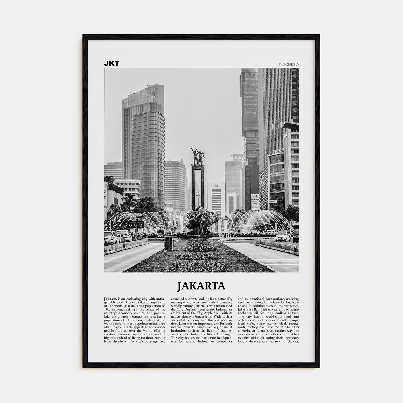 Jakarta Travel B&W No 1 Poster