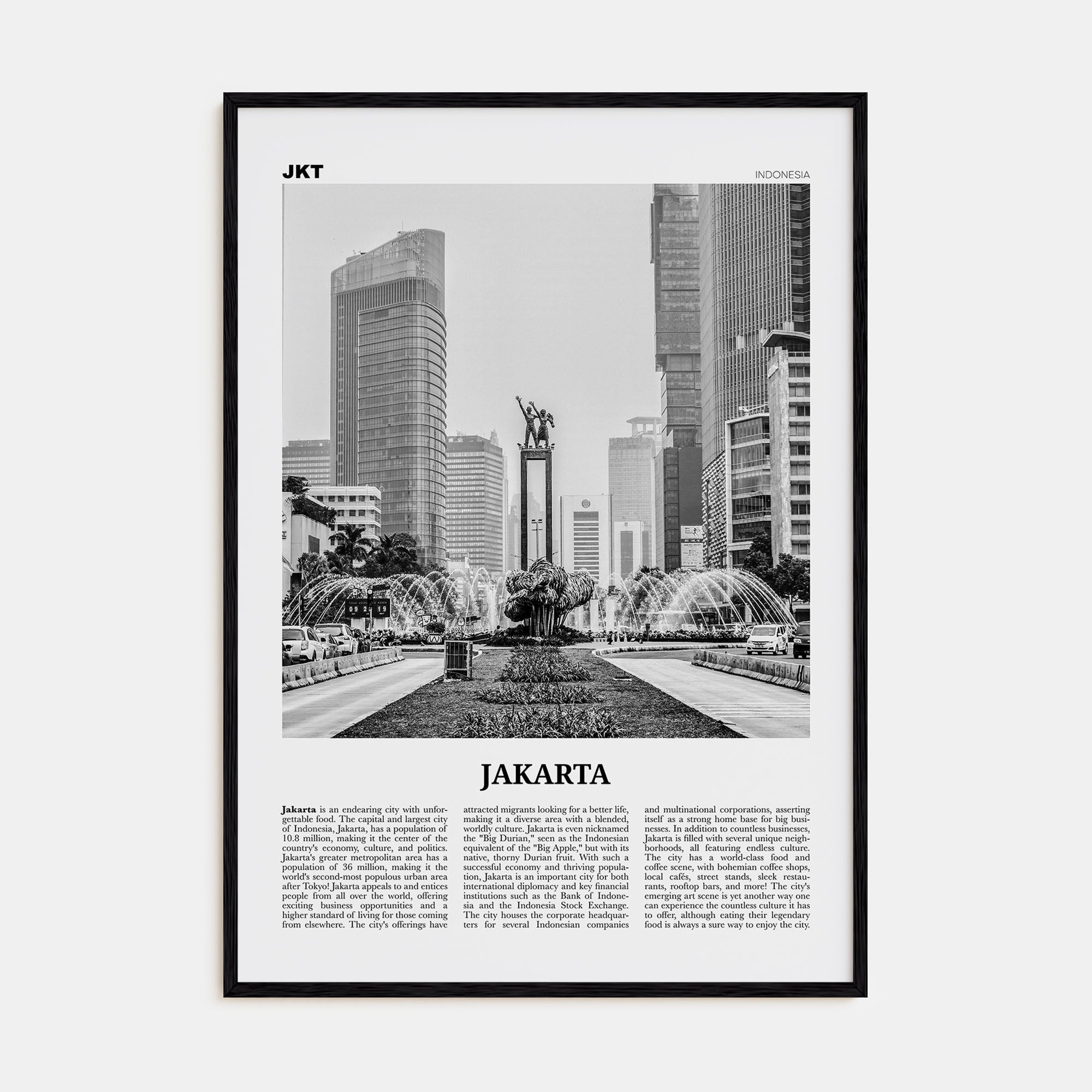 Jakarta Travel B&W No 1 Poster
