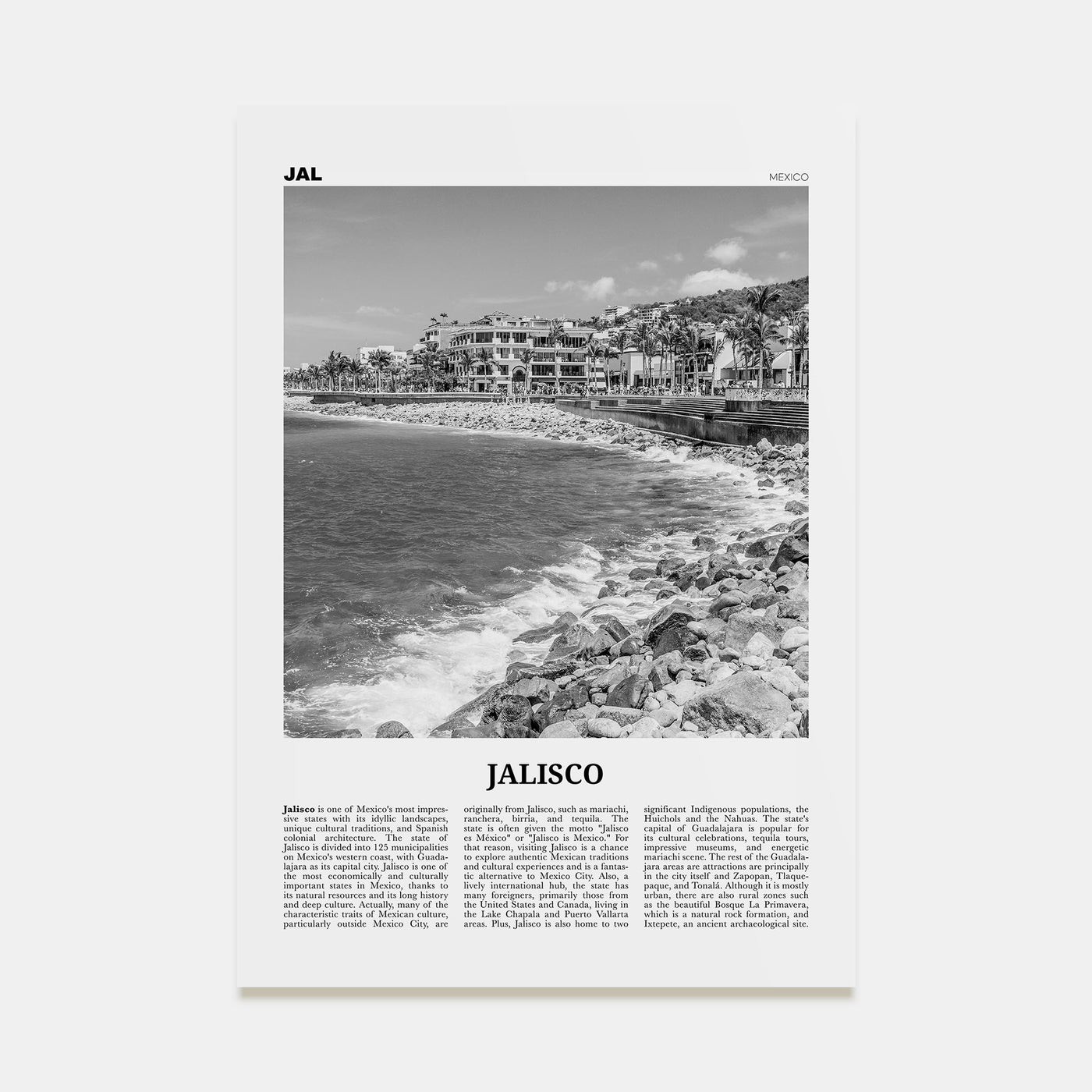 Jalisco Travel B&W No 1 Poster