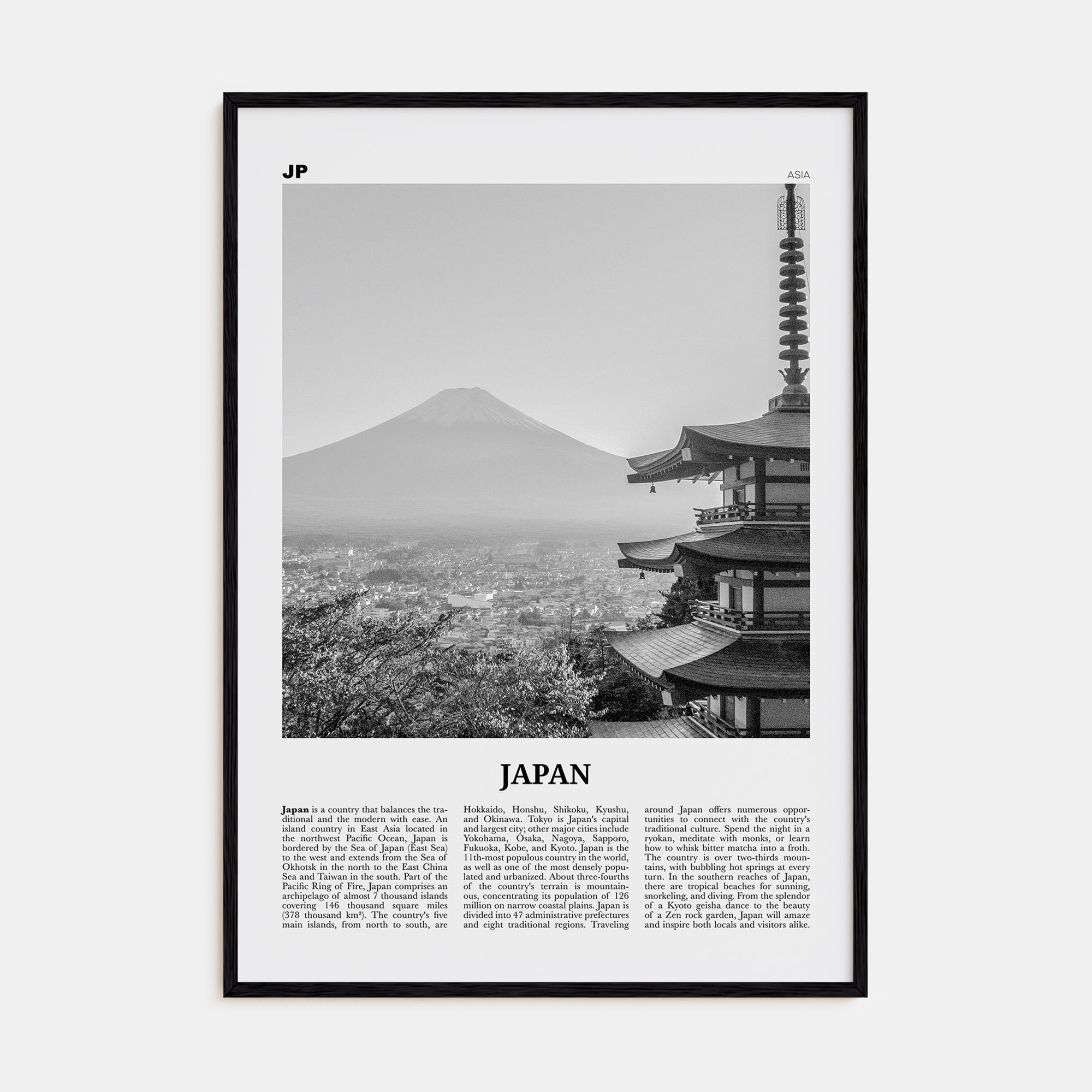 Japan Travel B&W No 1 Poster