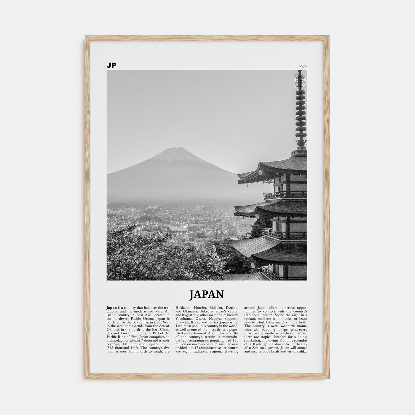 Japan Travel B&W No 1 Poster