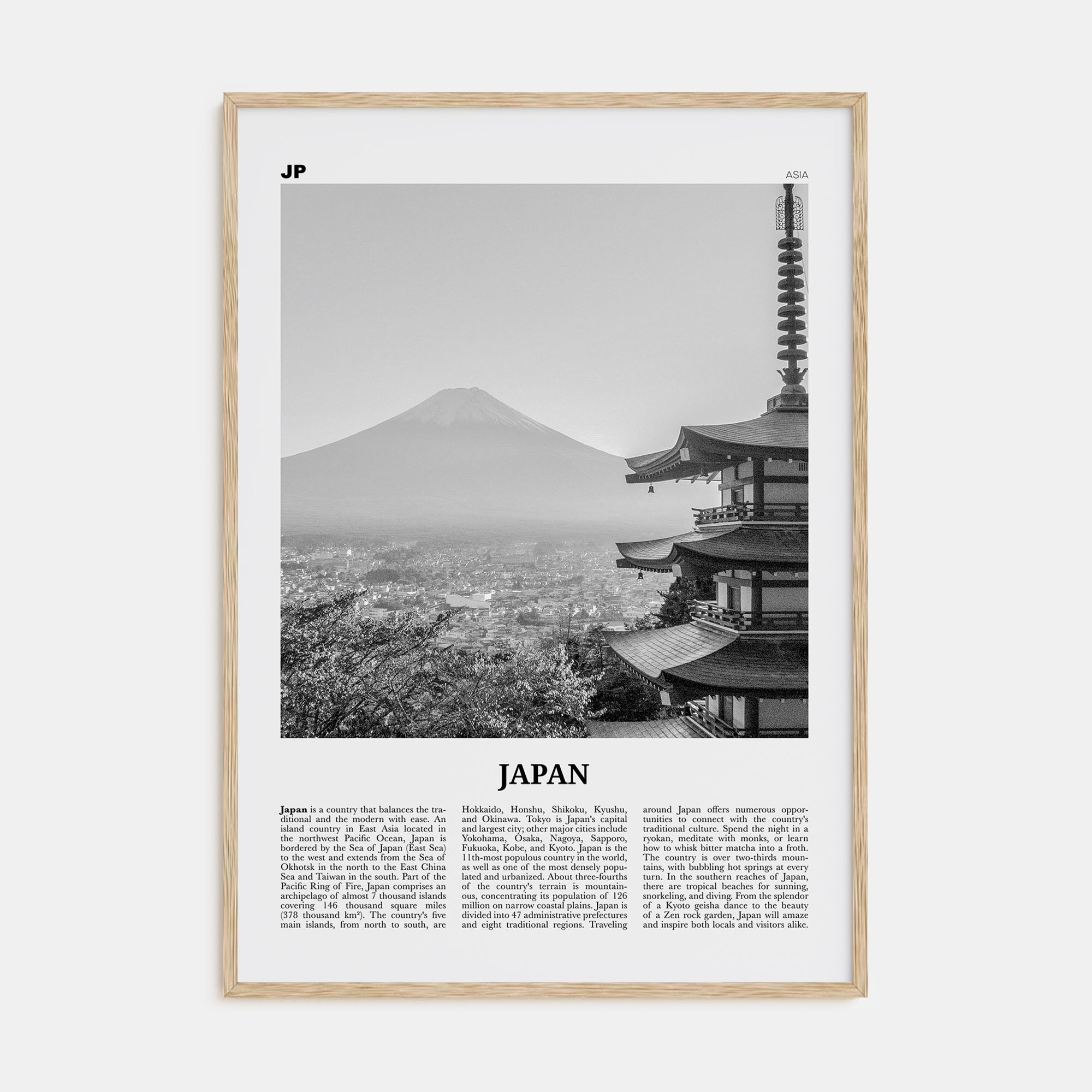 Japan Travel B&W No 1 Poster