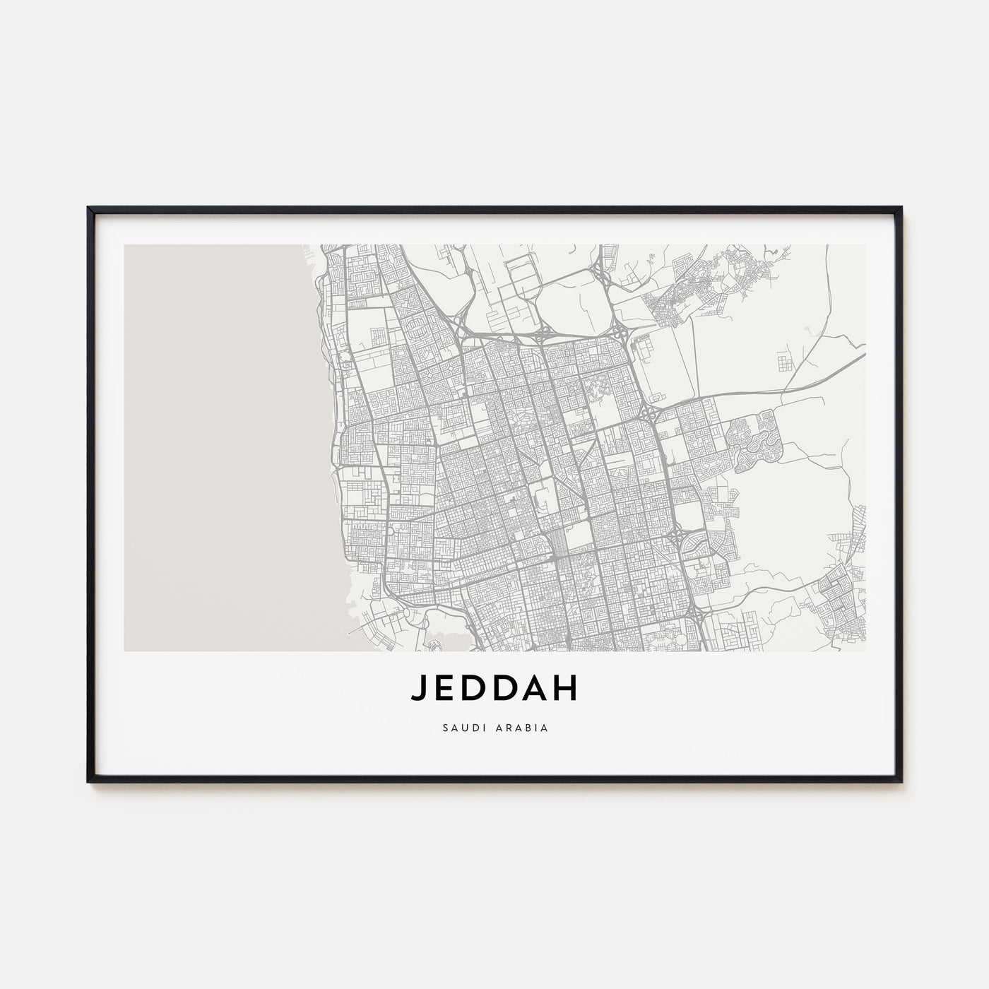 Jeddah Map Landscape Poster