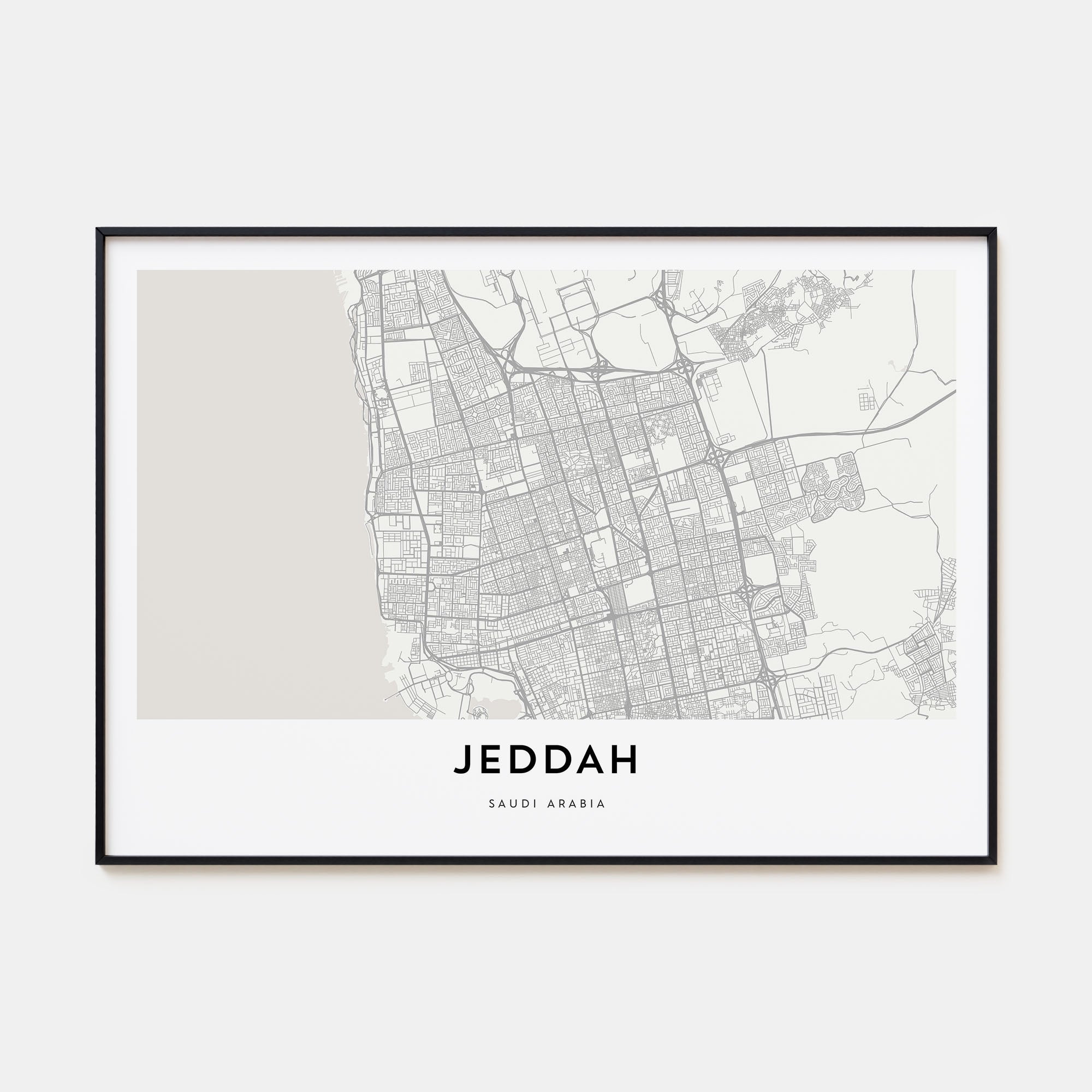 Jeddah Map Landscape Poster