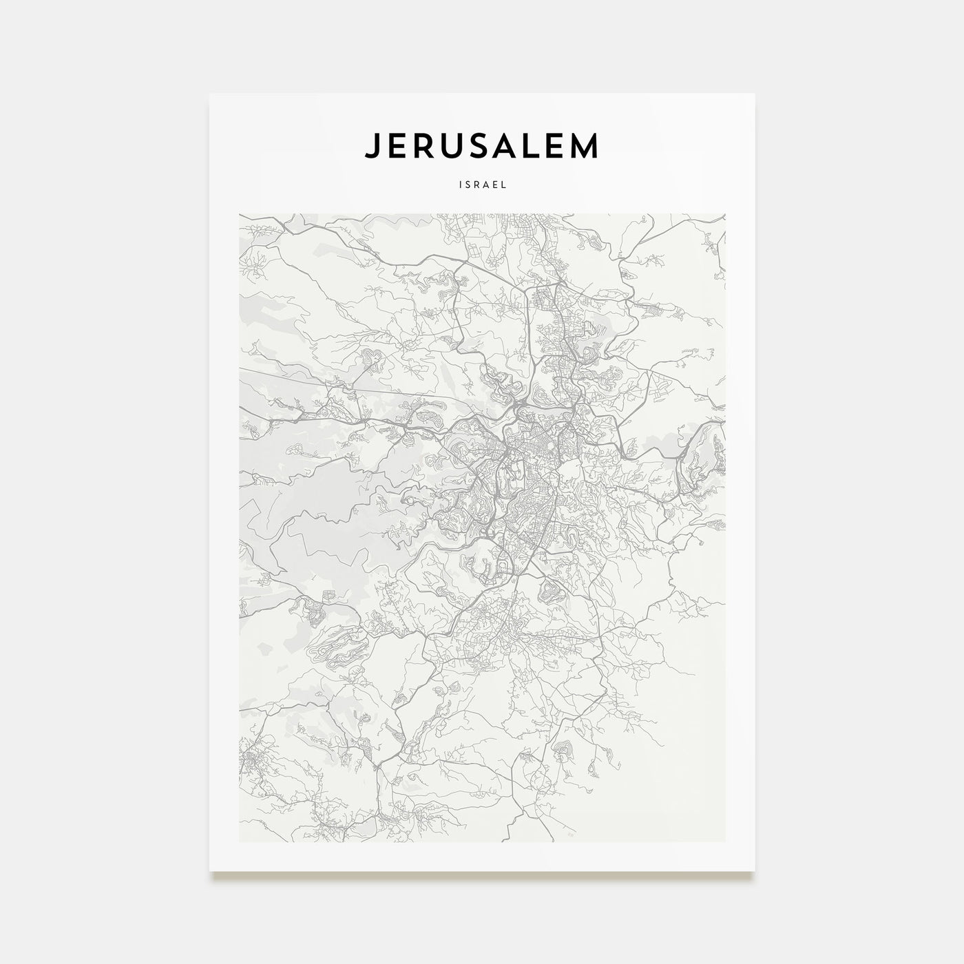 Jerusalem Map Portrait Poster