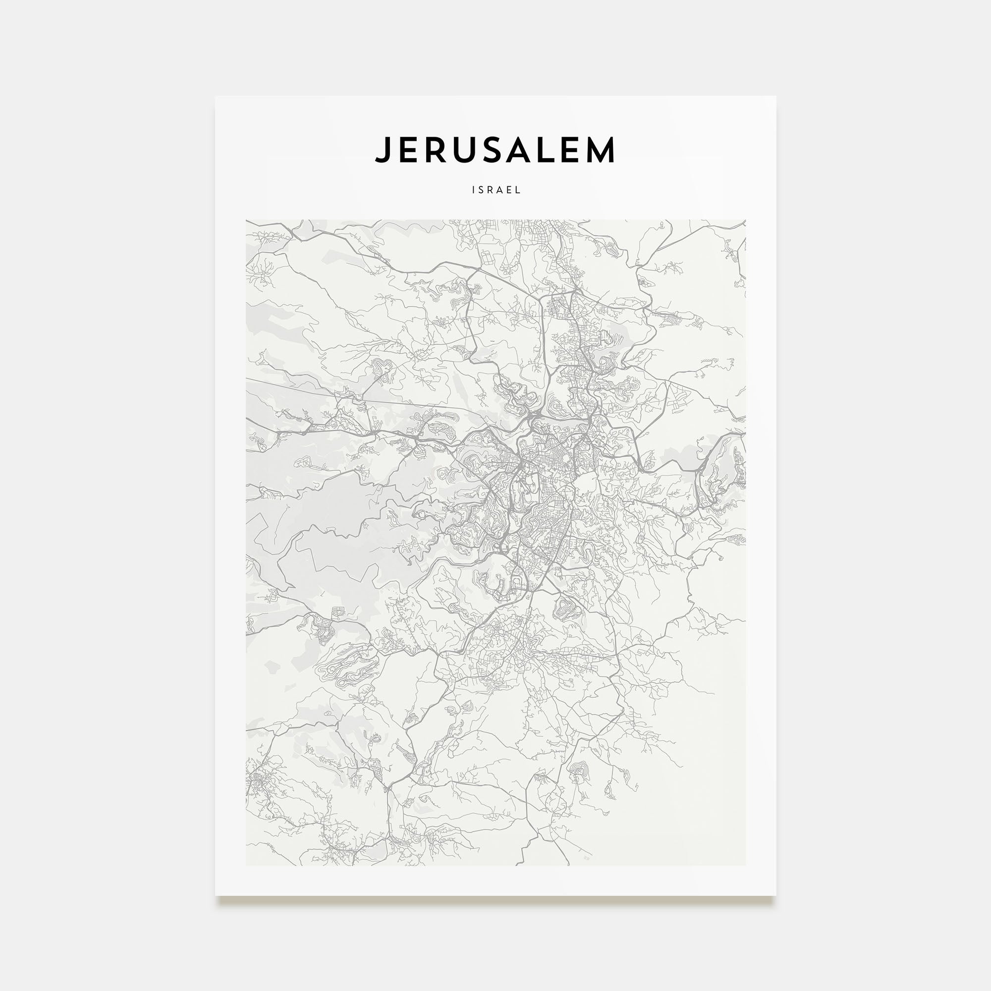 Jerusalem Map Portrait Poster