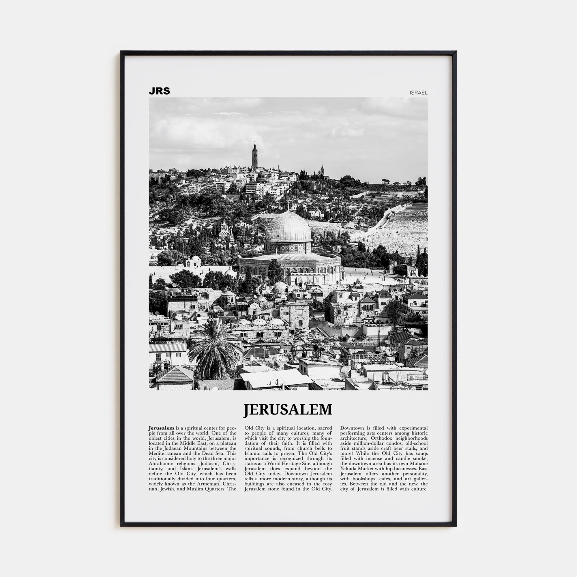 Jerusalem Travel B&W Poster