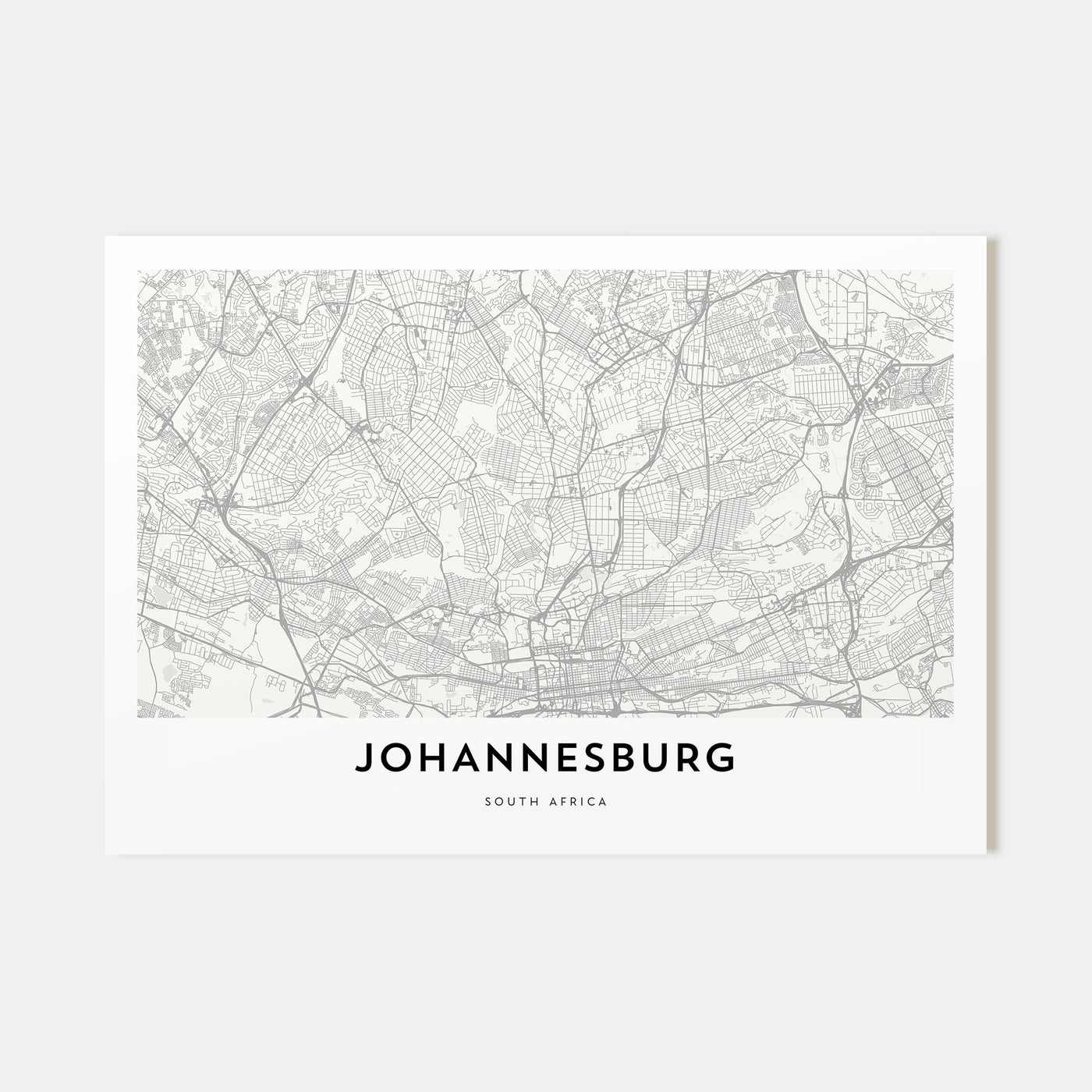 Johannesburg Map Landscape Poster