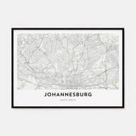 Johannesburg Map Landscape Poster