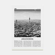 Johannesburg Travel B&W No 1 Poster