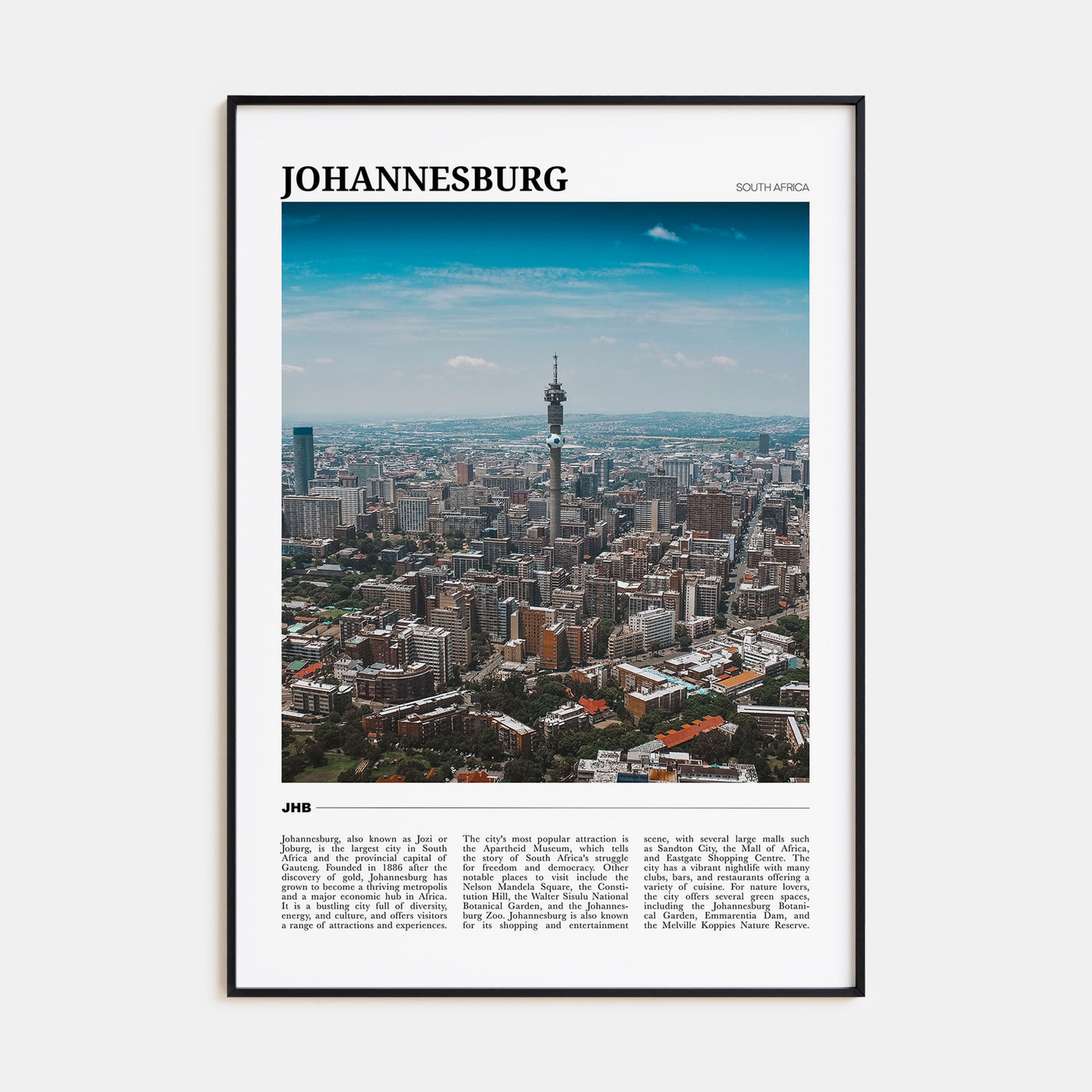 Johannesburg Travel Color Poster