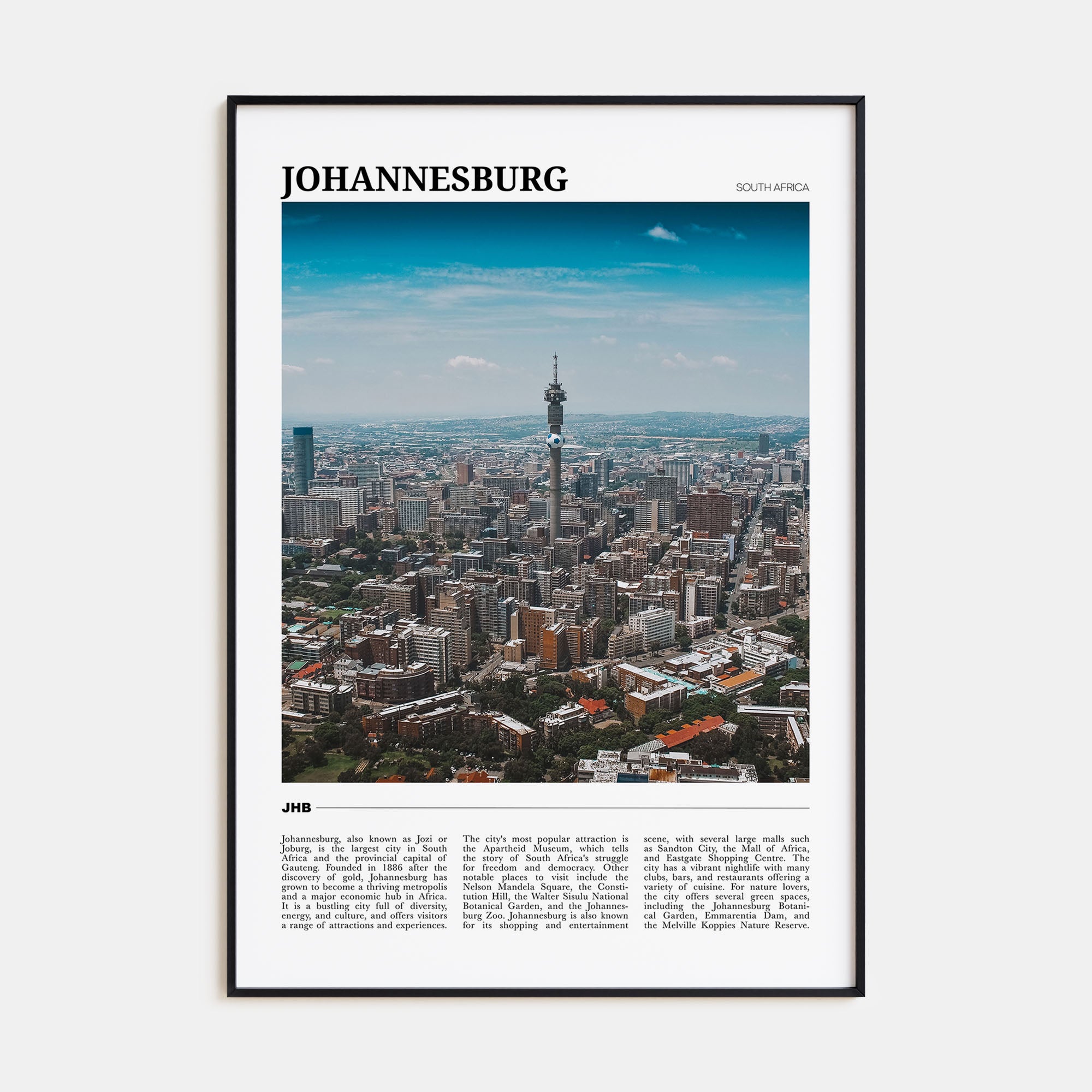 Johannesburg Travel Color Poster