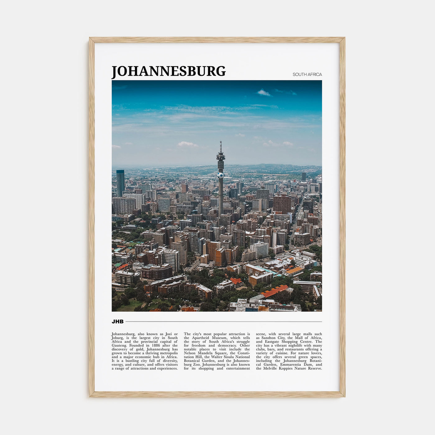 Johannesburg Travel Color Poster