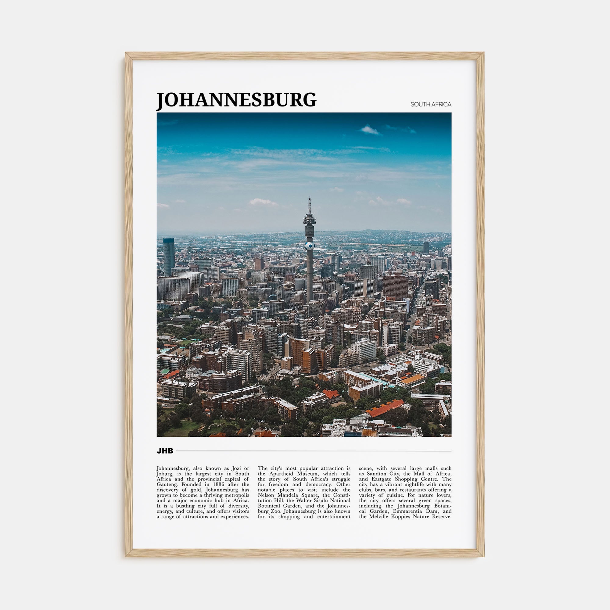 Johannesburg Travel Color Poster