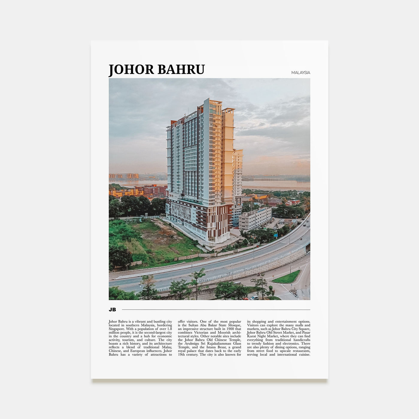 Johor Bahru Travel Color Poster