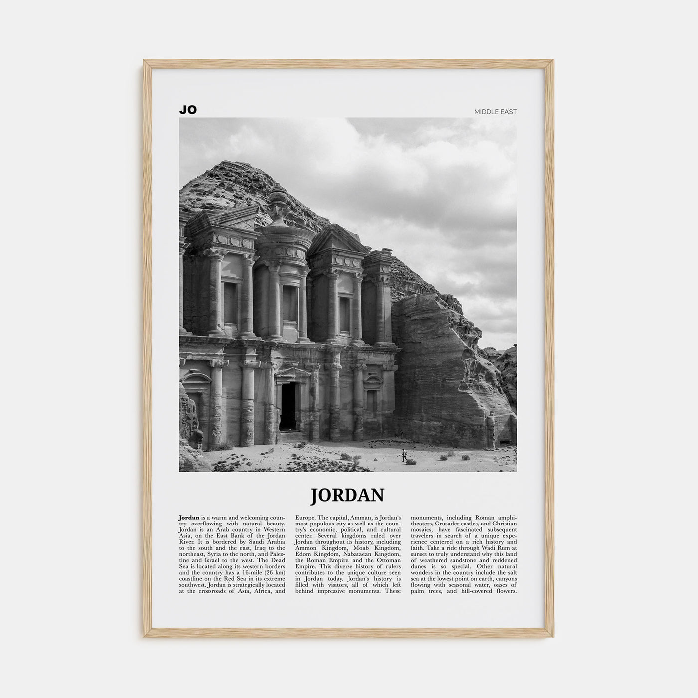 Jordan Travel B&W Poster
