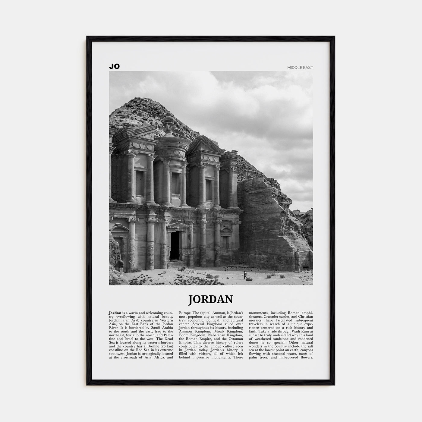 Jordan Travel B&W Poster