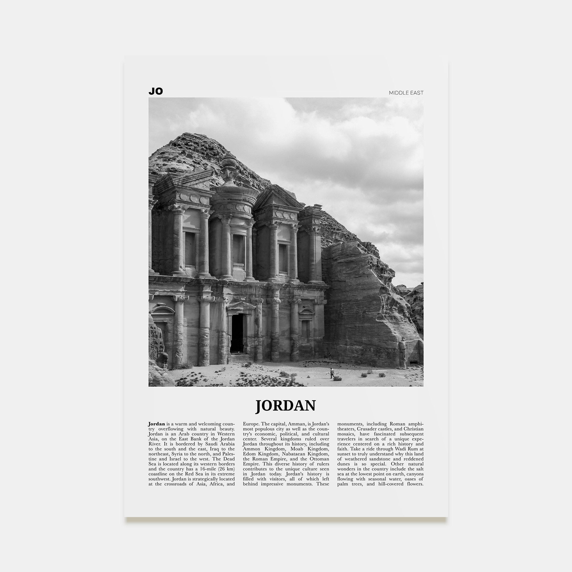 Jordan Travel B&W Poster