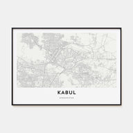 Kabul Map Landscape Poster