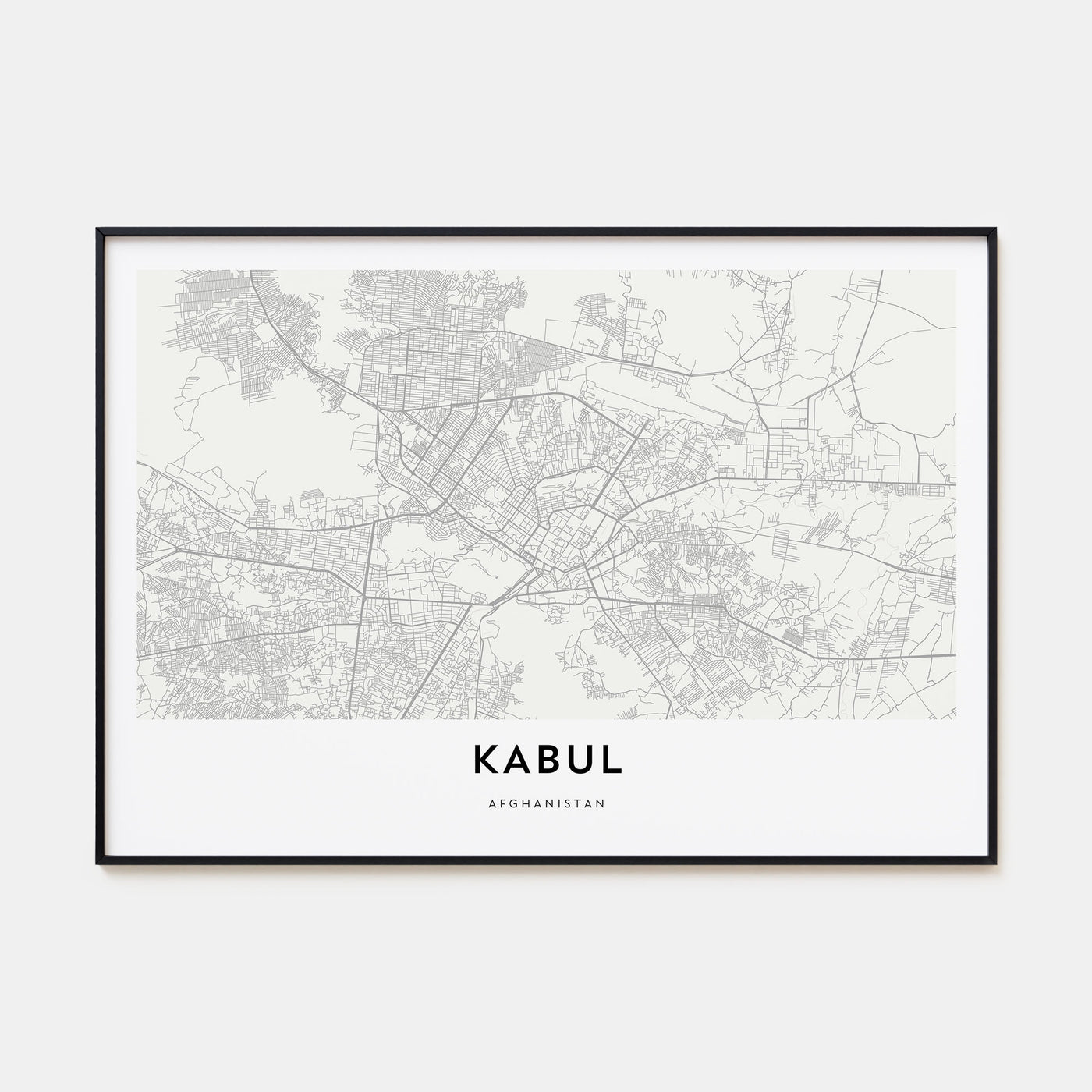 Kabul Map Landscape Poster