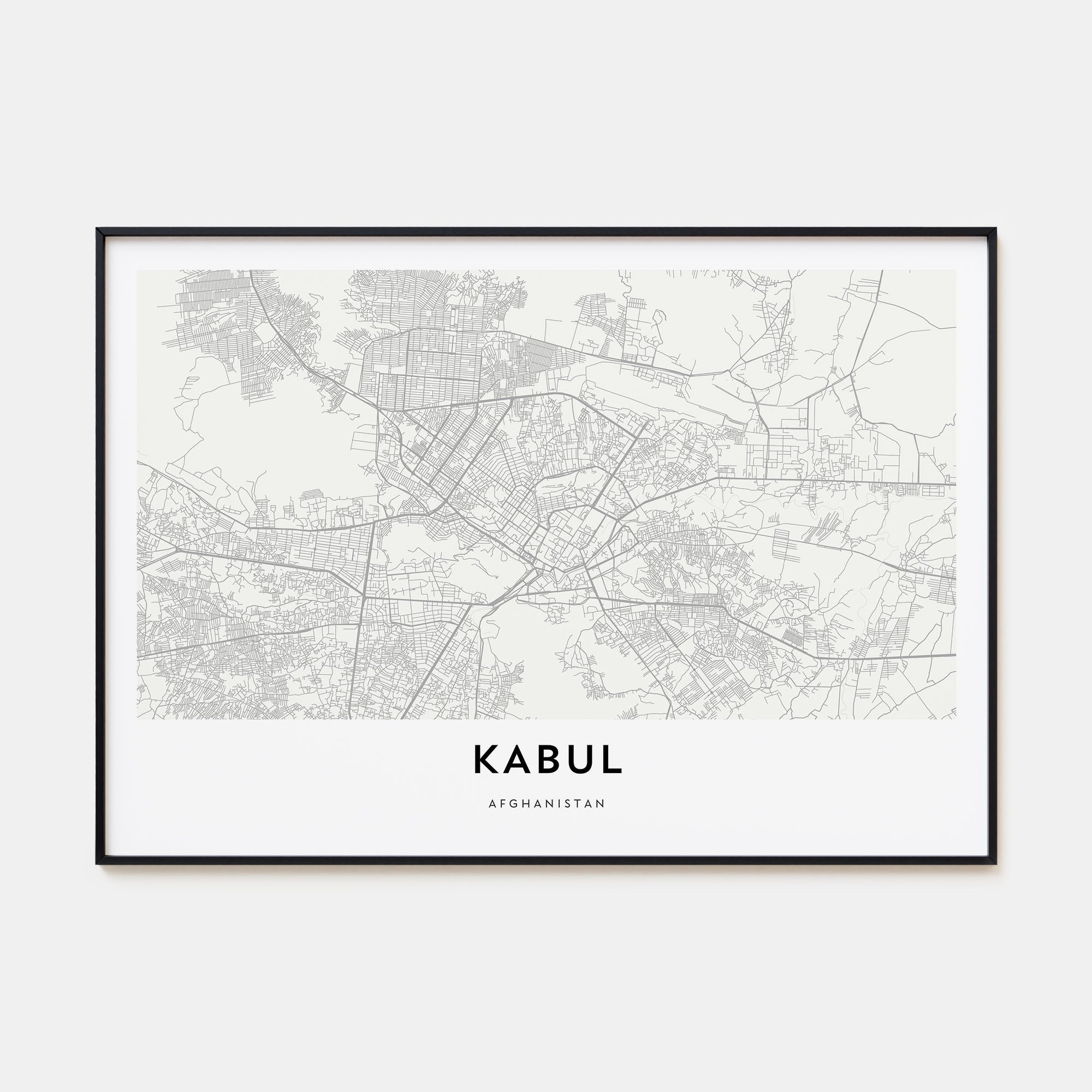 Kabul Map Landscape Poster