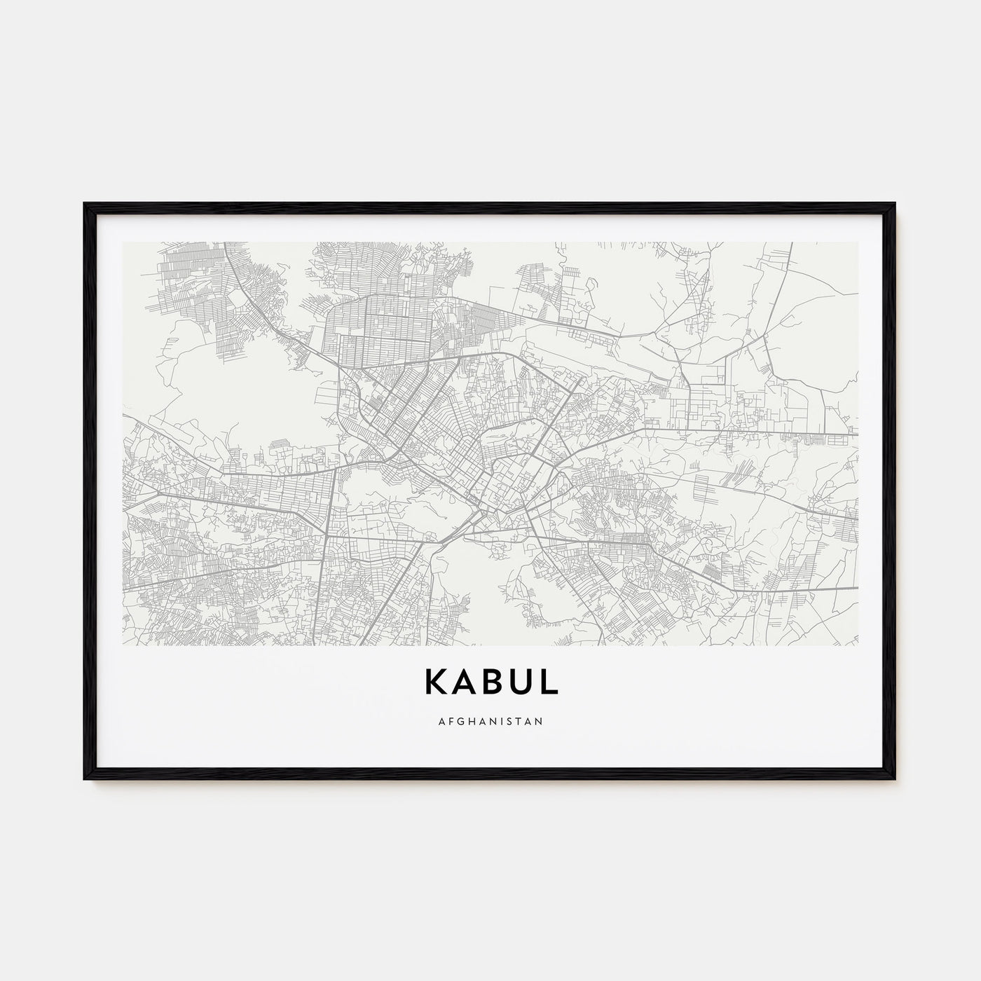 Kabul Map Landscape Poster