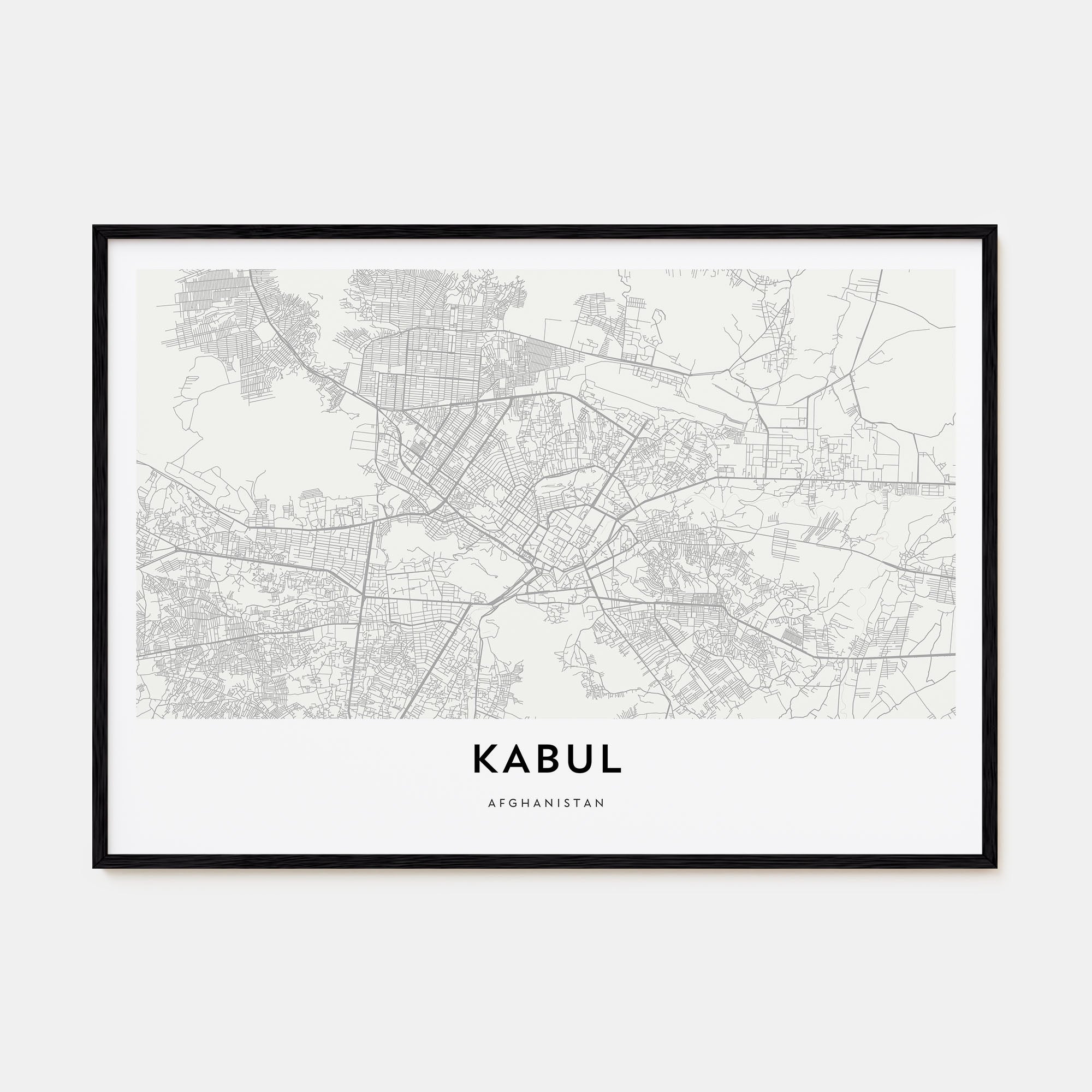 Kabul Map Landscape Poster
