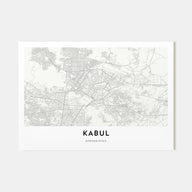 Kabul Map Landscape Poster