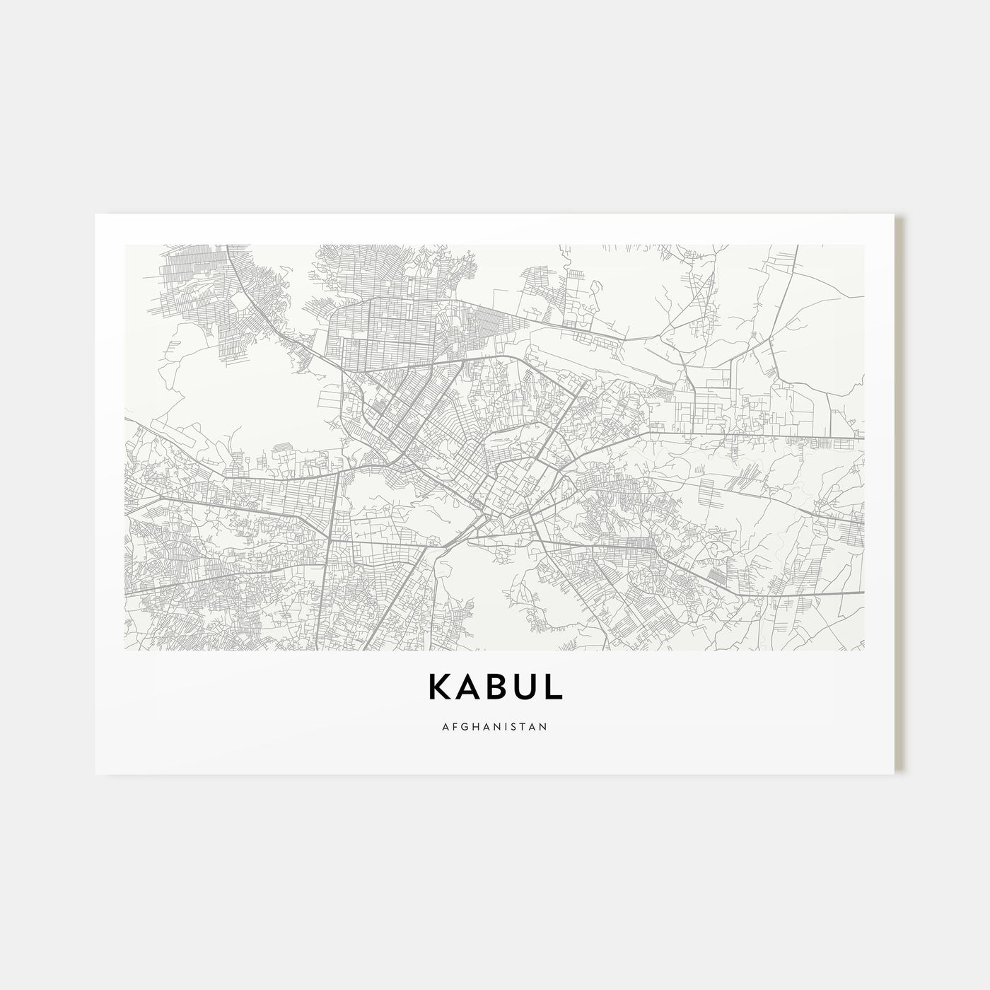 Kabul Map Landscape Poster