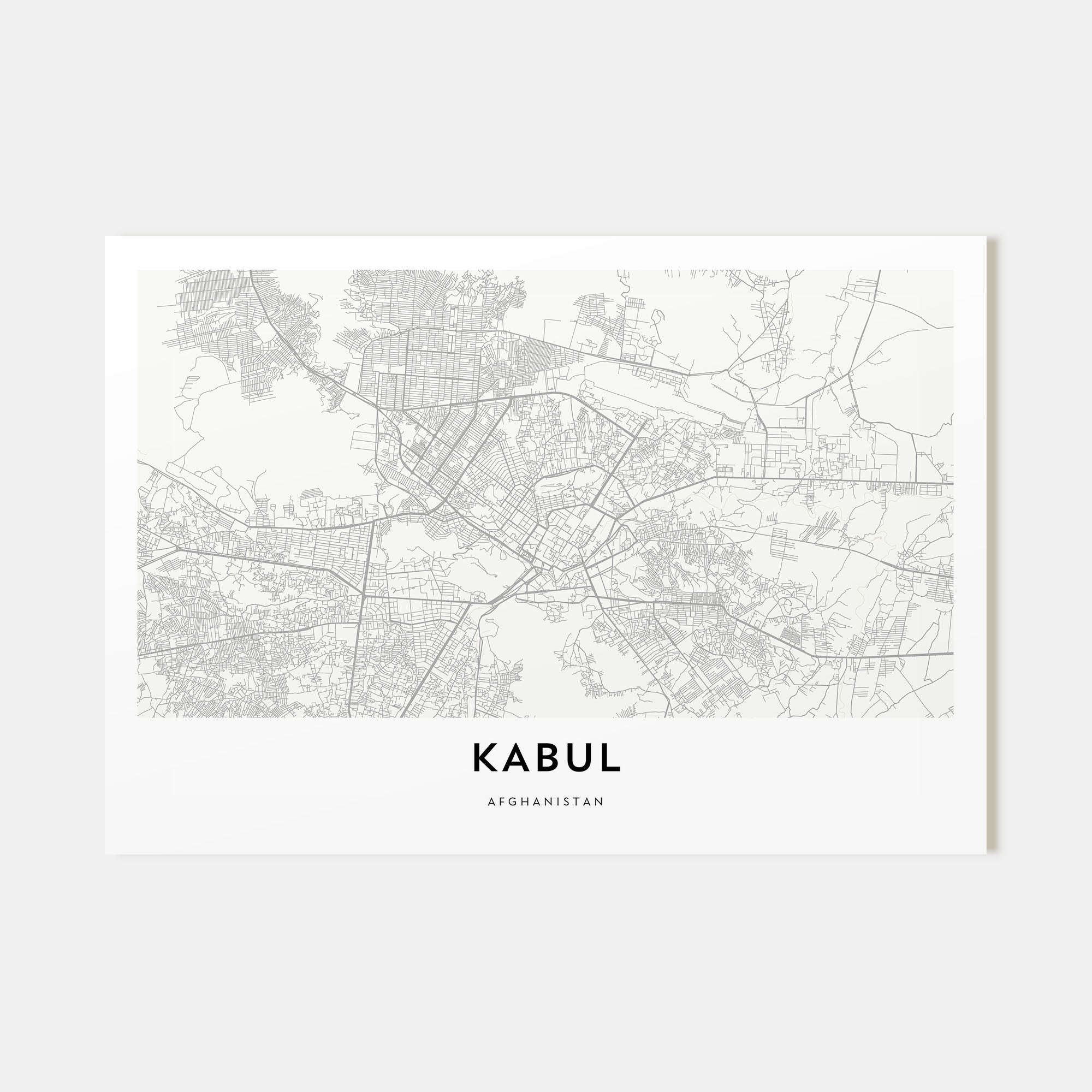 Kabul Map Landscape Poster