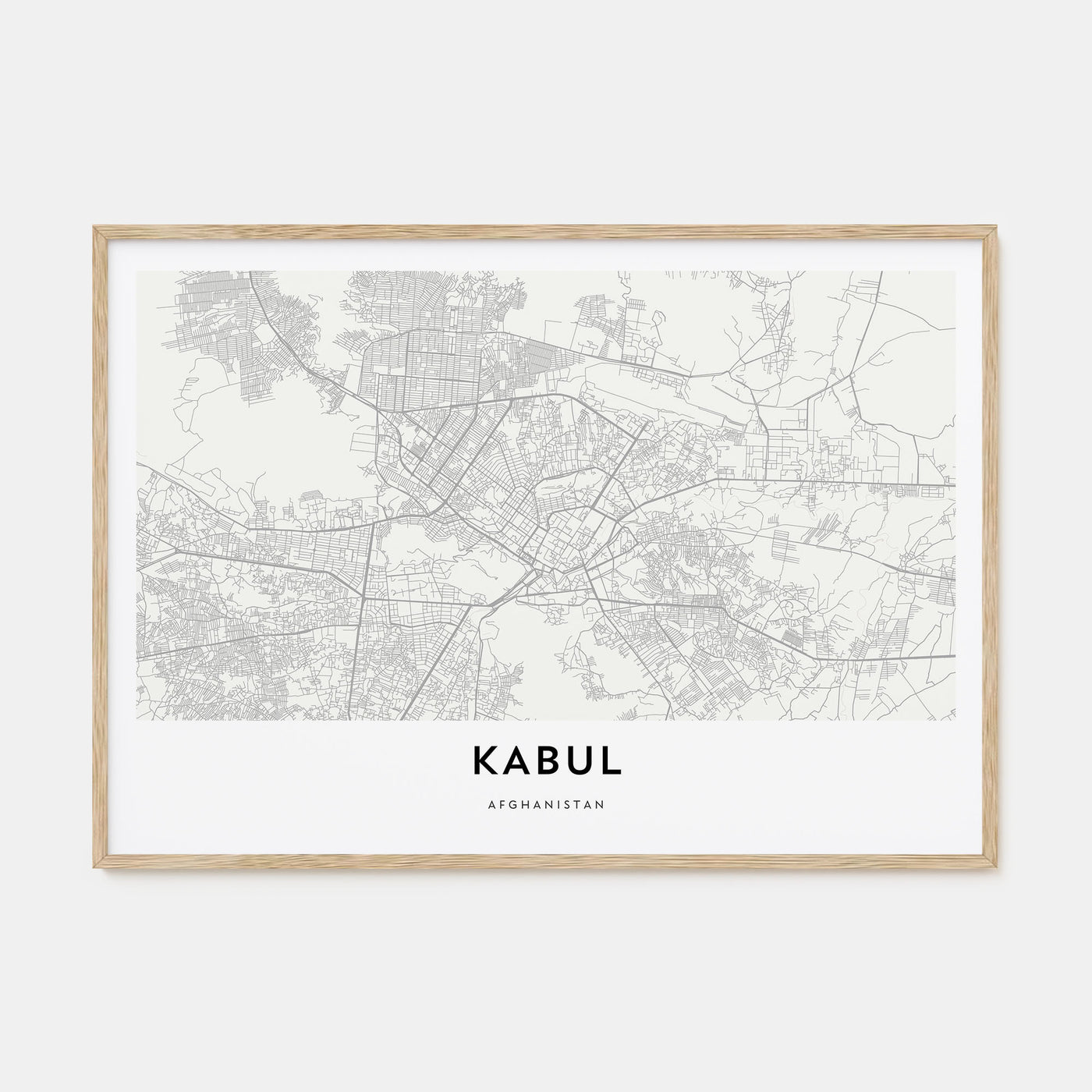 Kabul Map Landscape Poster
