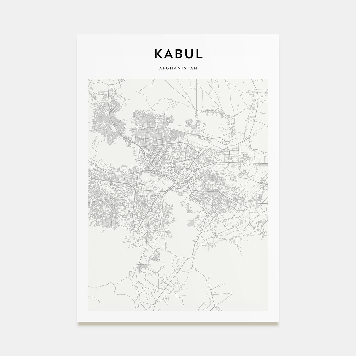 Kabul Map Portrait Poster