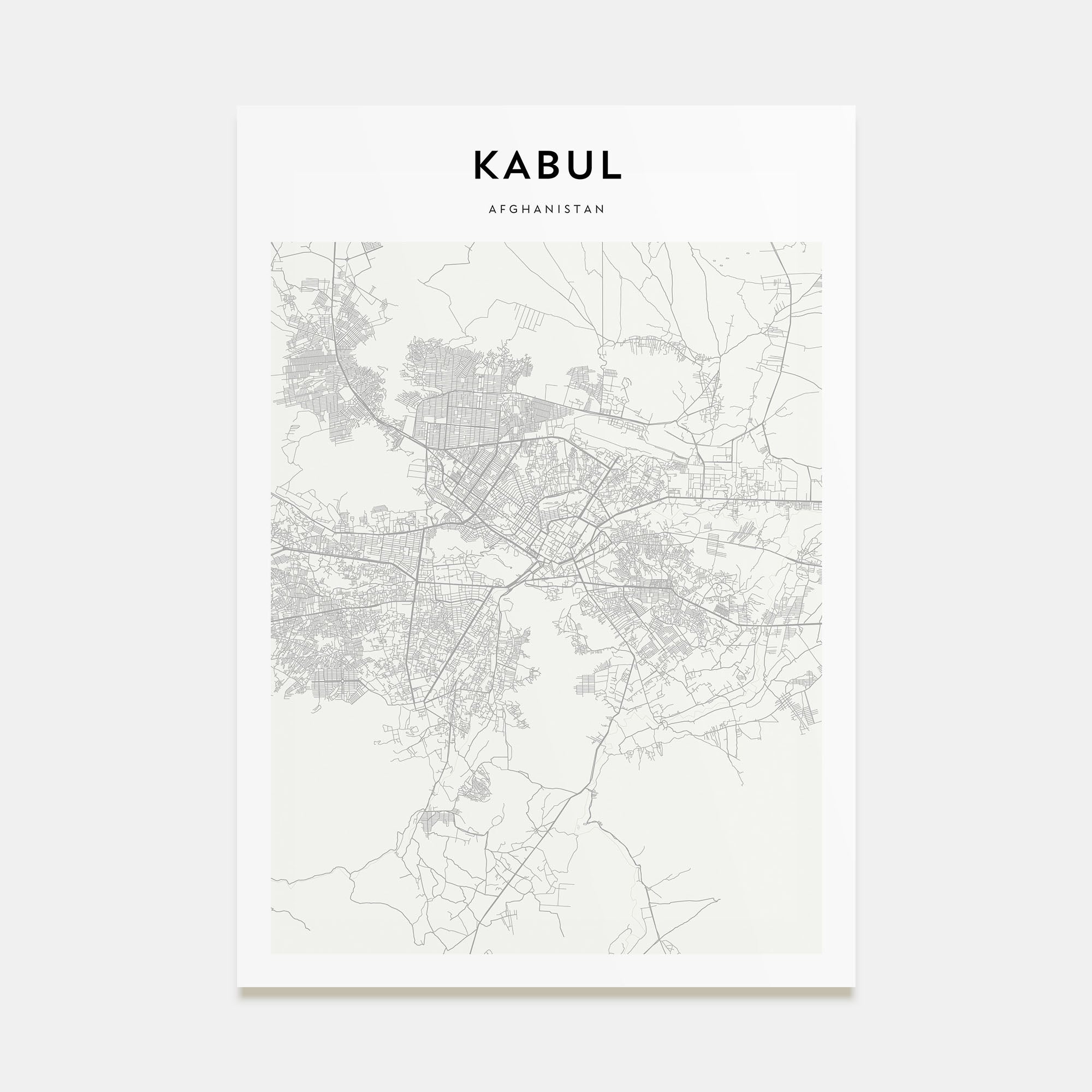 Kabul Map Portrait Poster