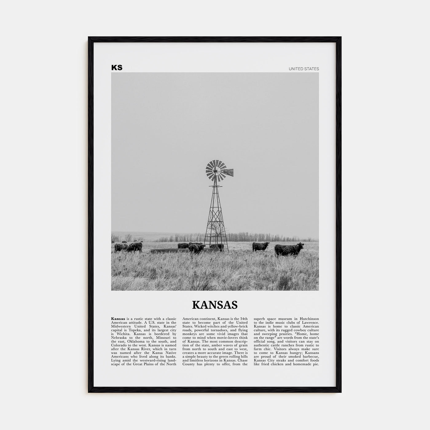 Kansas Travel B&W No 1 Poster