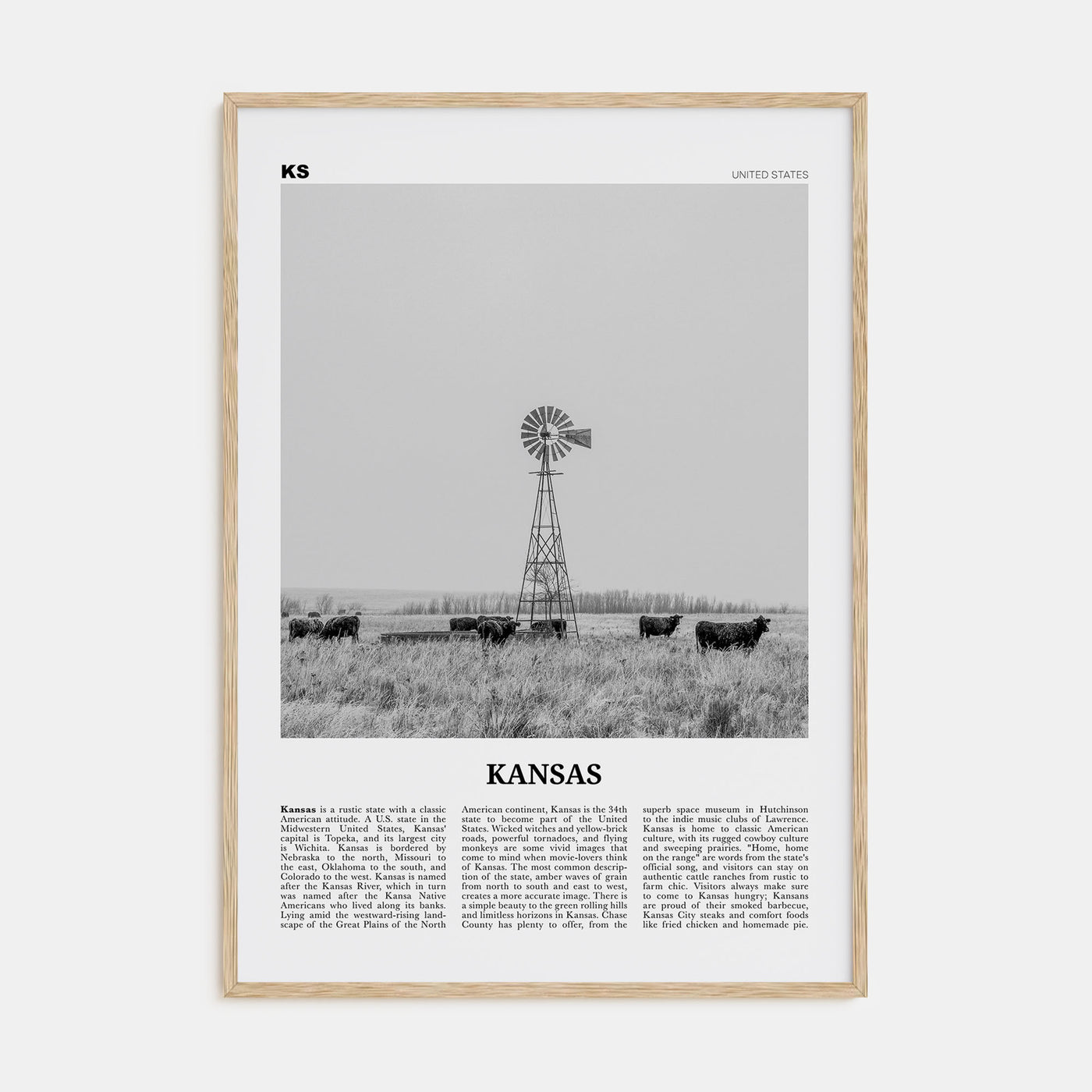 Kansas Travel B&W No 1 Poster