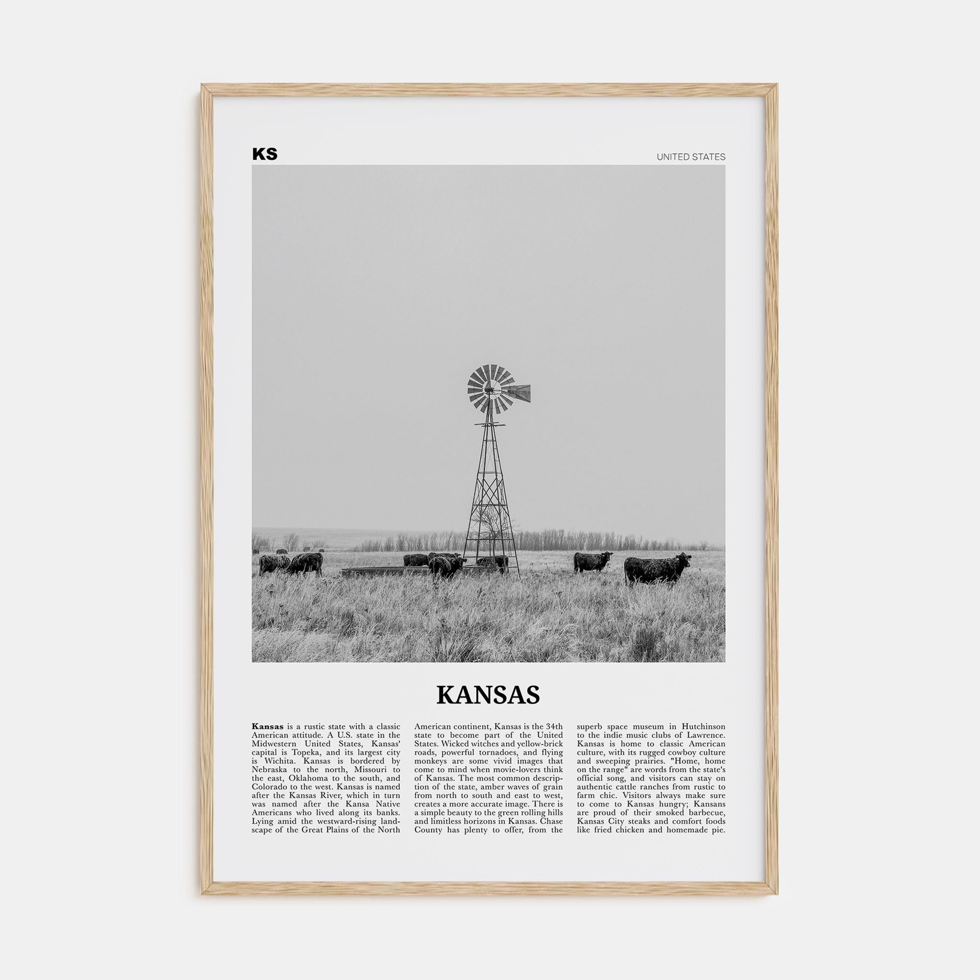 Kansas Travel B&W No 1 Poster