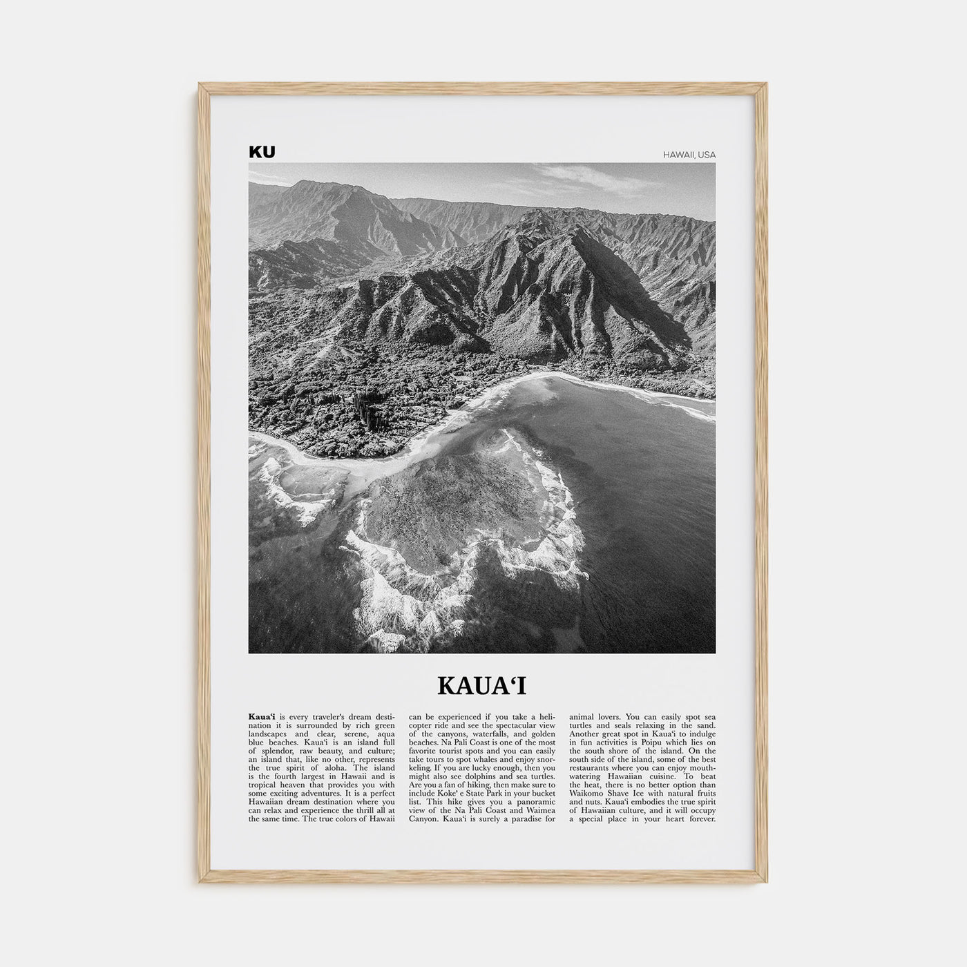 Kauai Travel B&W No 1 Poster