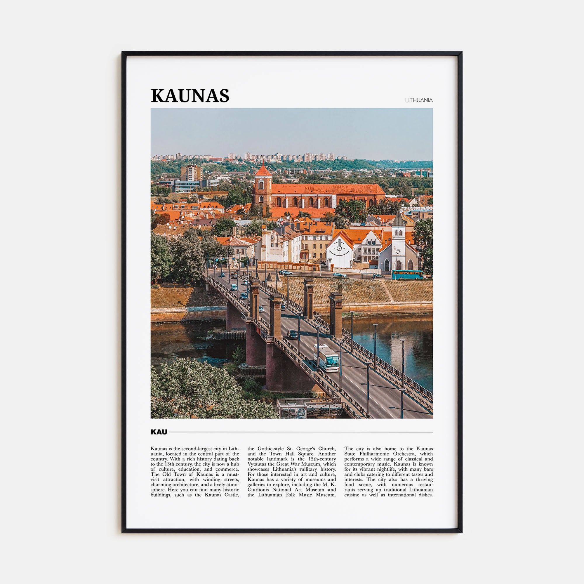 Kaunas Travel Color Poster