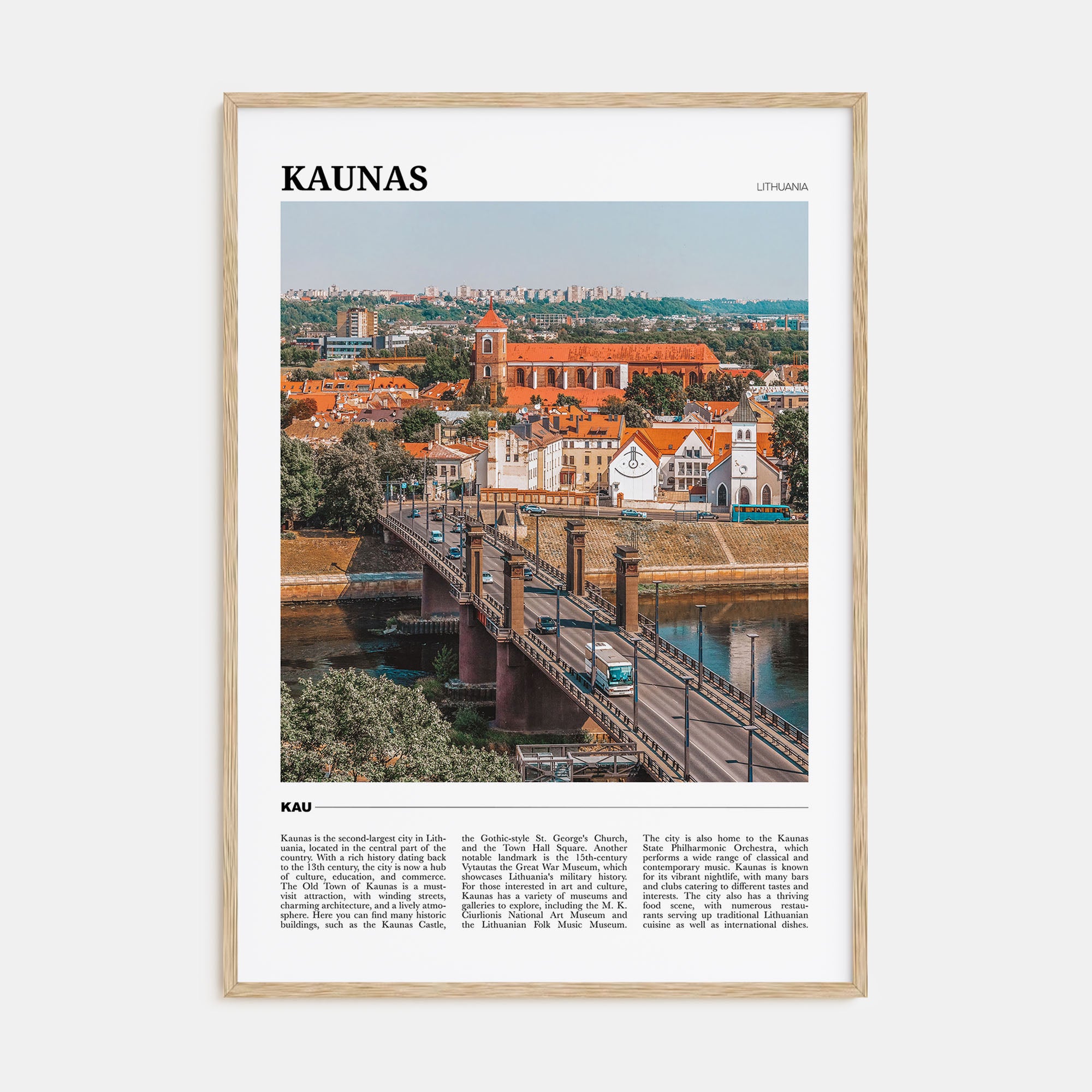 Kaunas Travel Color Poster