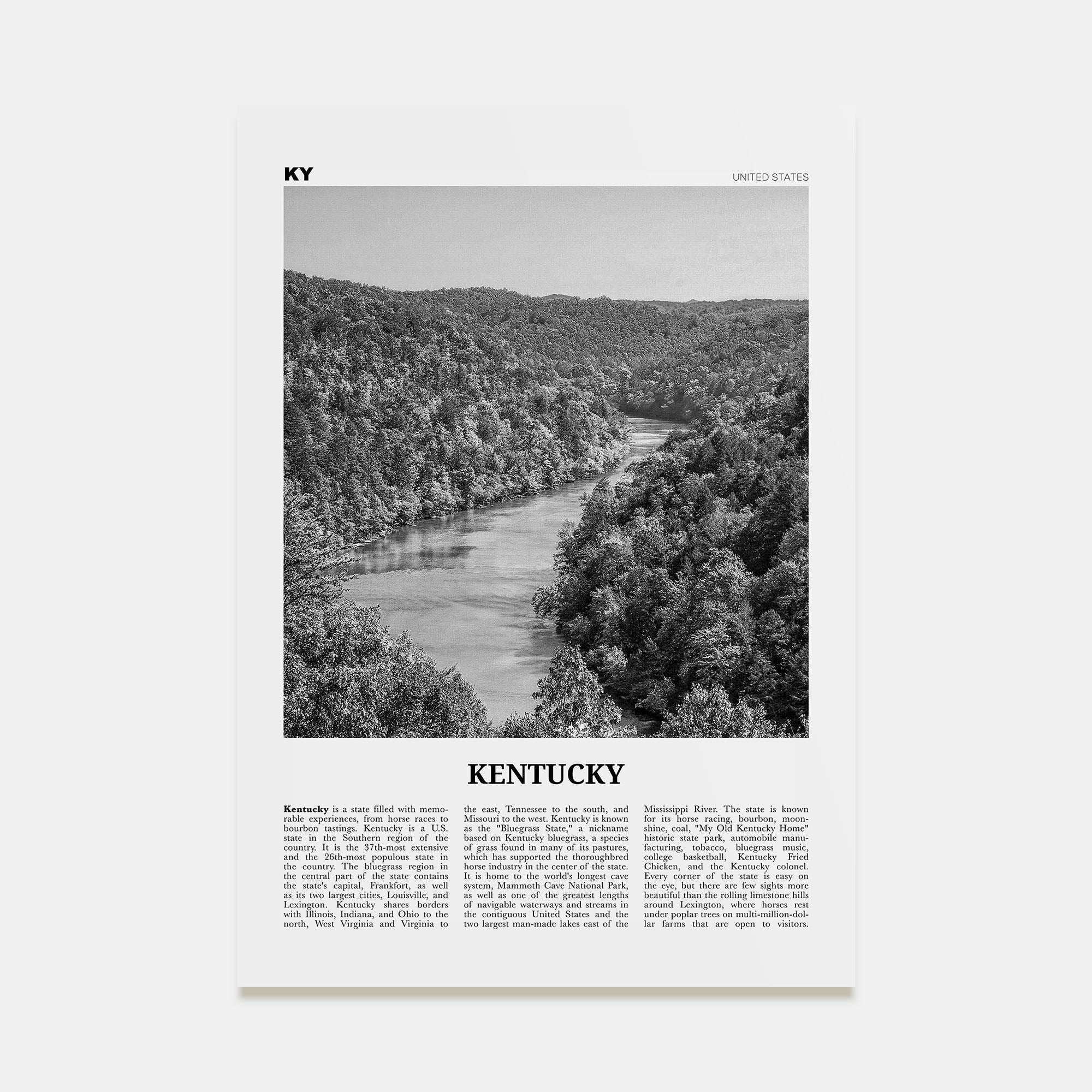 Kentucky Travel B&W No 1 Poster