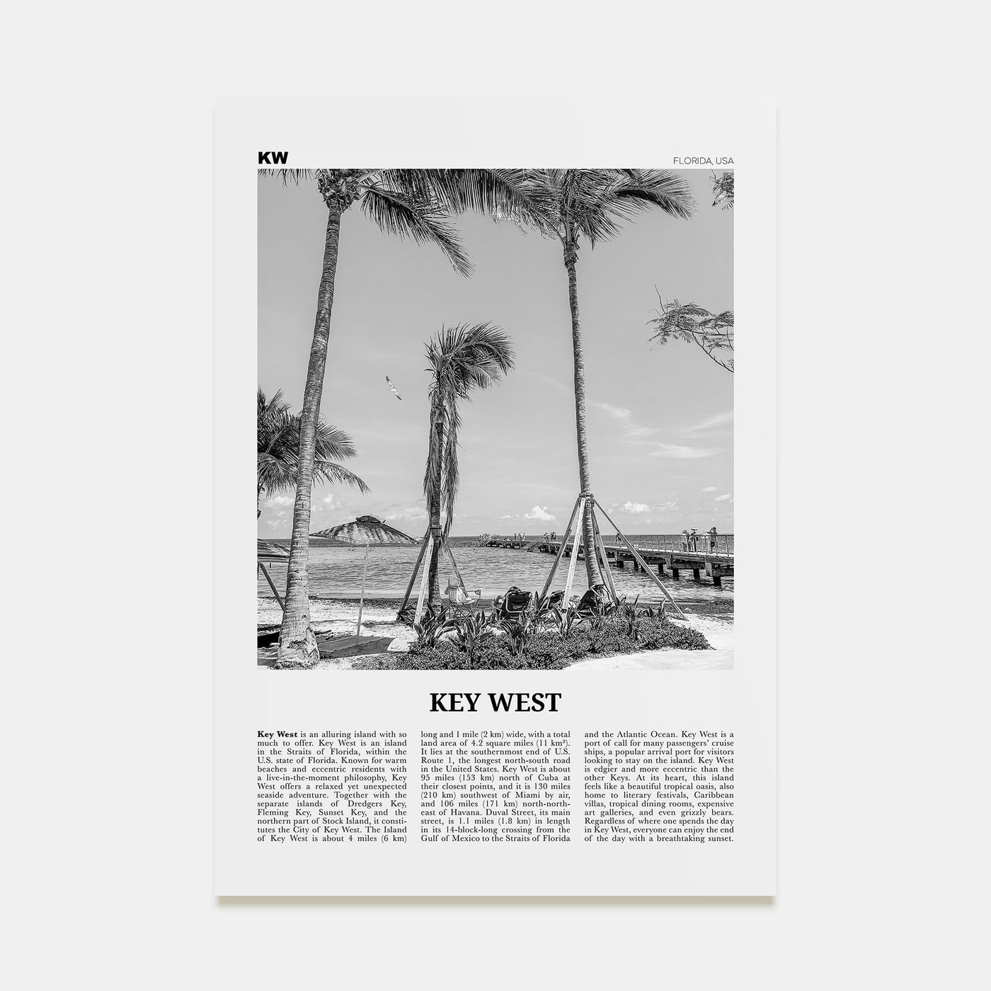 Key West Travel B&W No 1 Poster