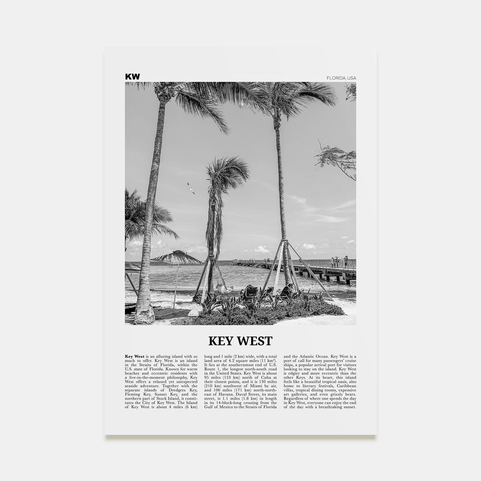 Key West Travel B&W No 1 Poster