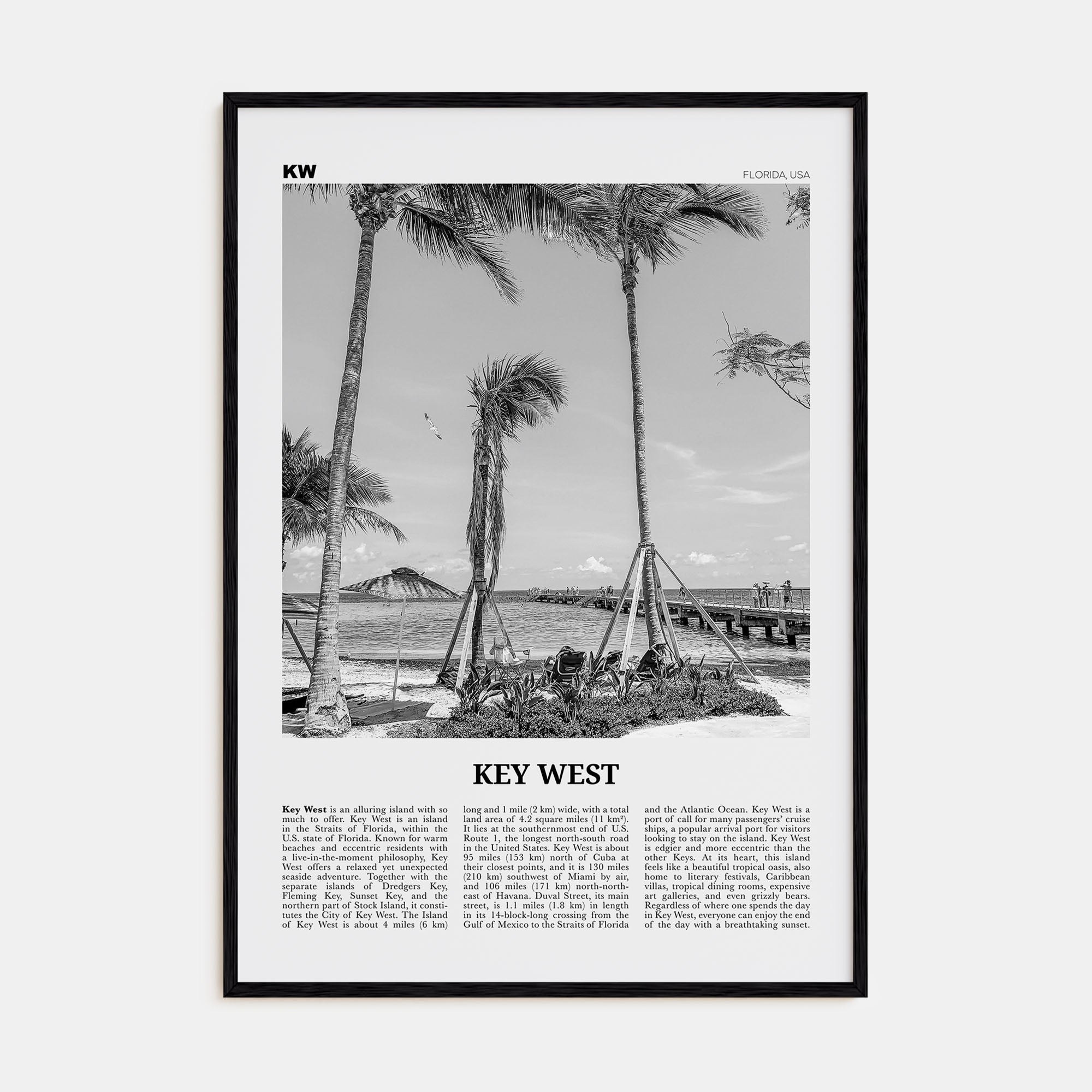 Key West Travel B&W No 1 Poster