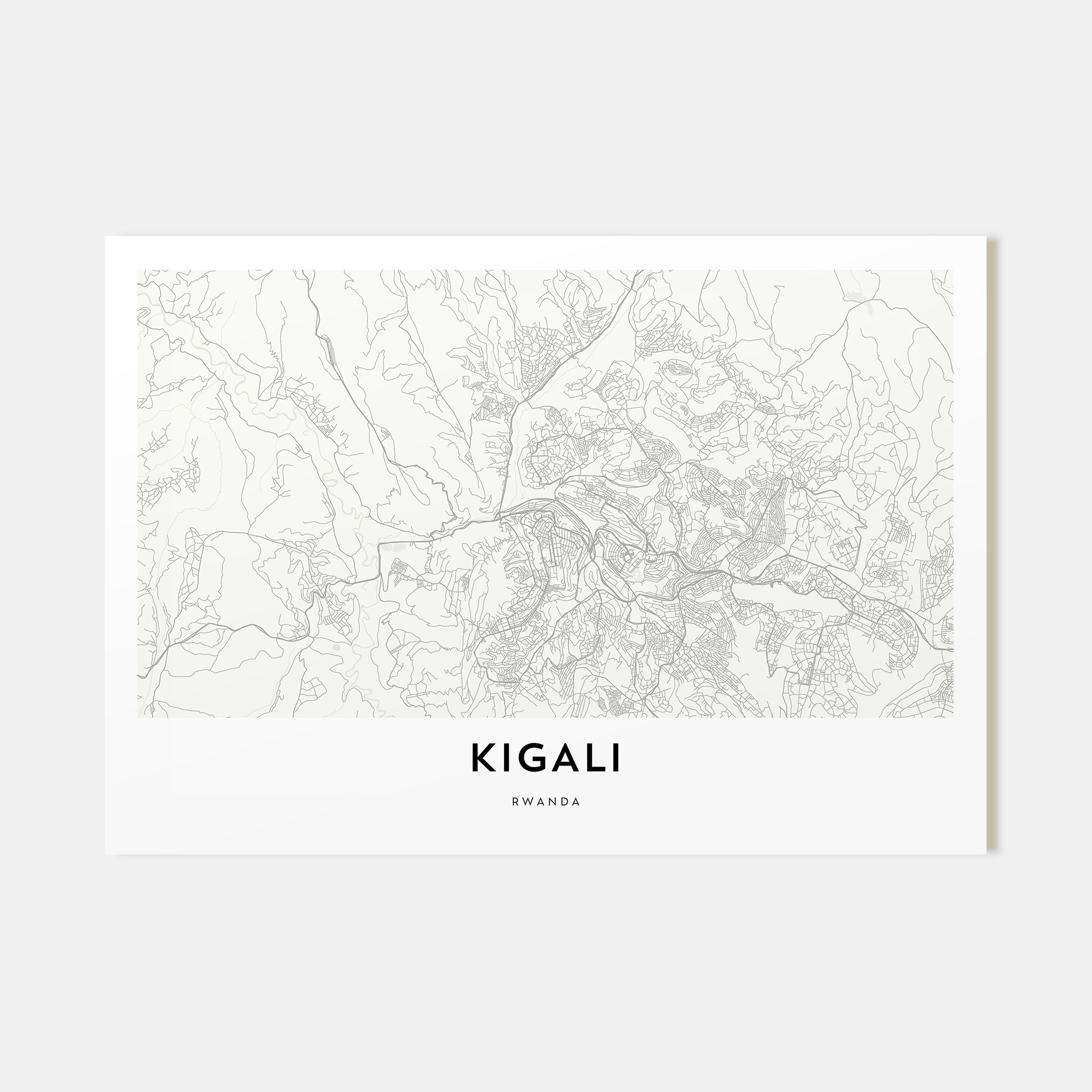 Kigali Map Landscape Poster